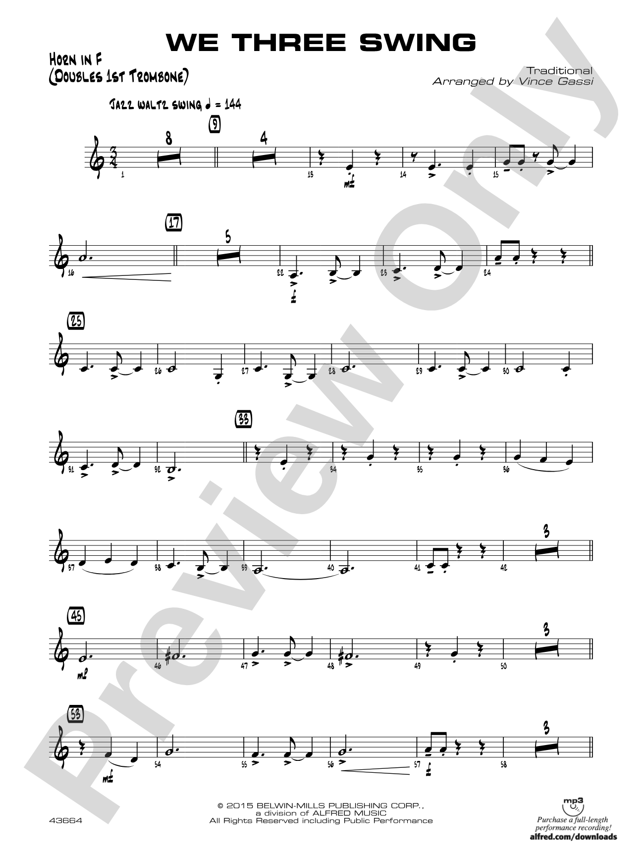 We Three Swing: 1st F Horn
