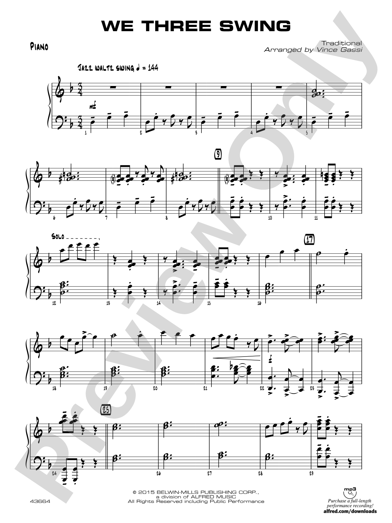 We Three Swing: Piano Accompaniment
