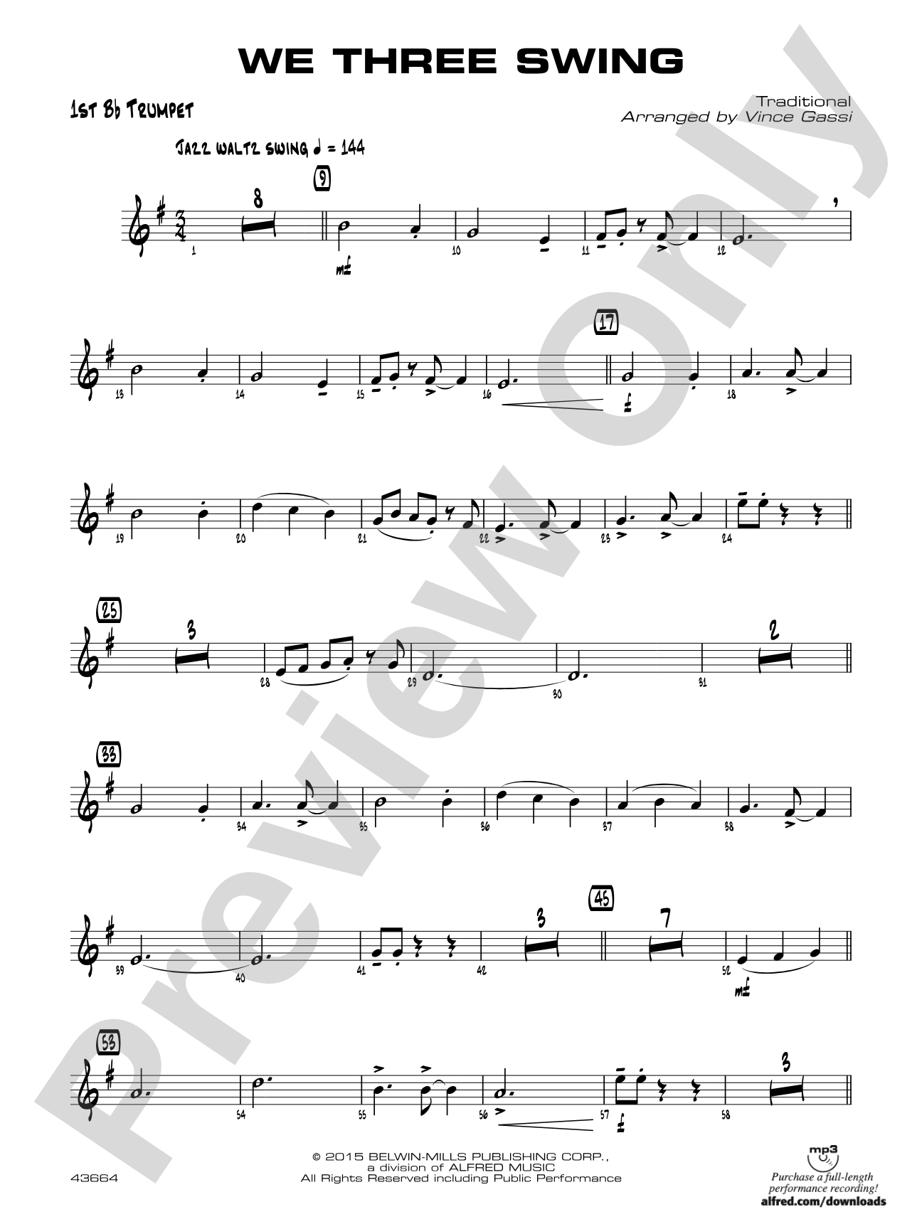 We Three Swing: 1st B-flat Trumpet