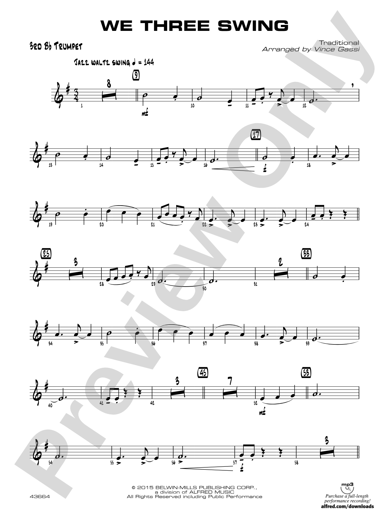 We Three Swing: 3rd B-flat Trumpet