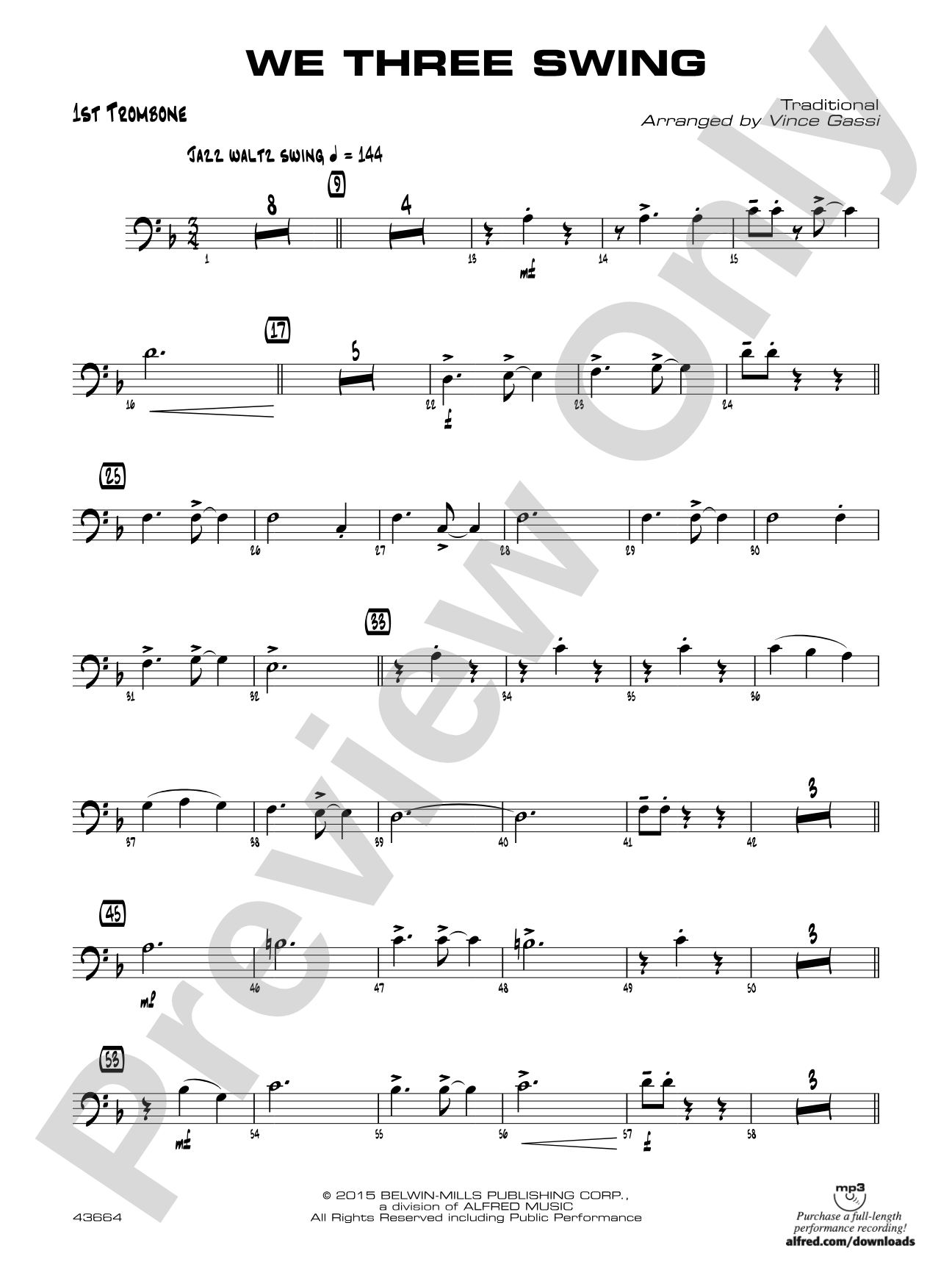 We Three Swing: 1st Trombone