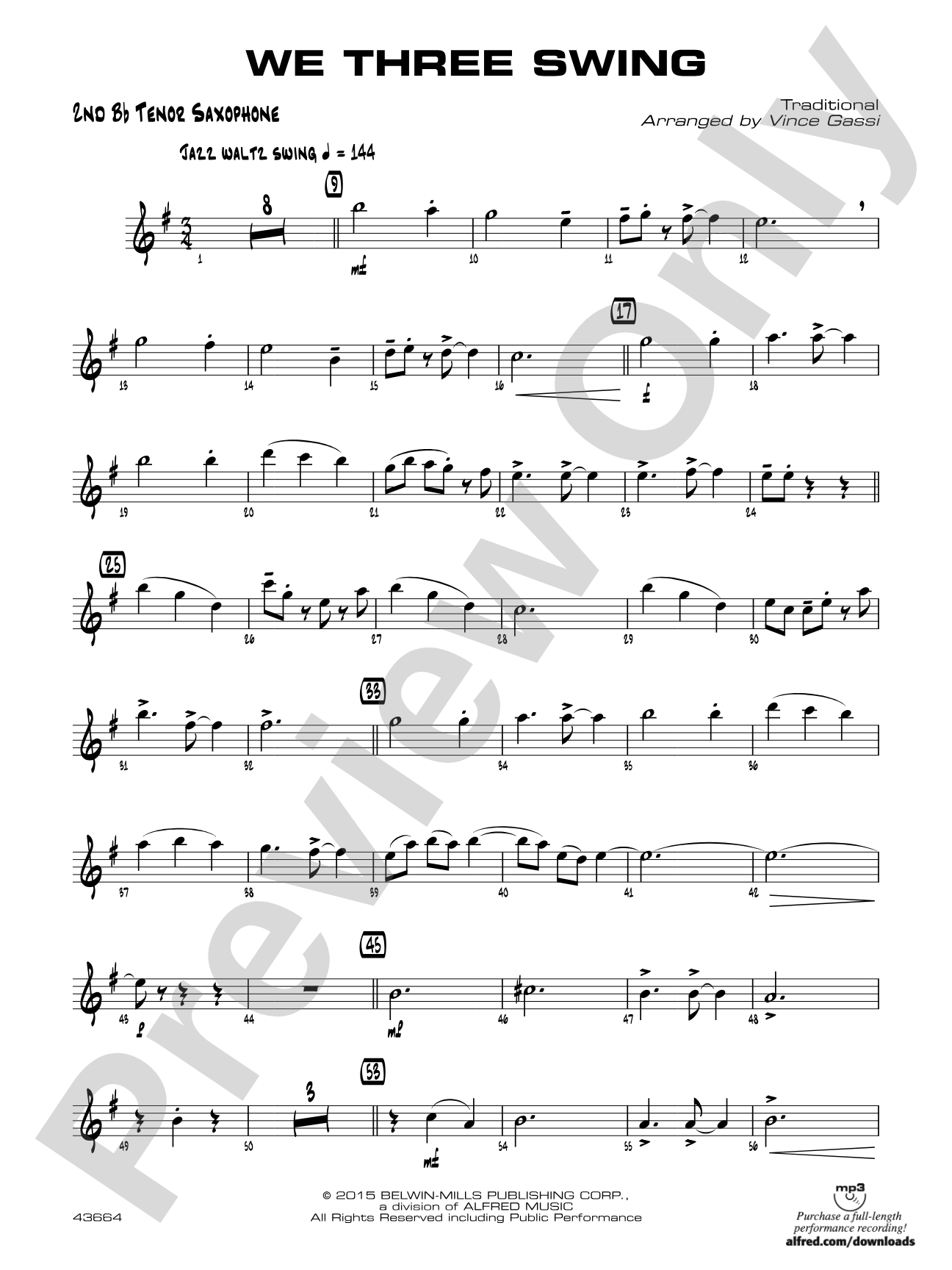 We Three Swing: 2nd B-flat Tenor Saxophone