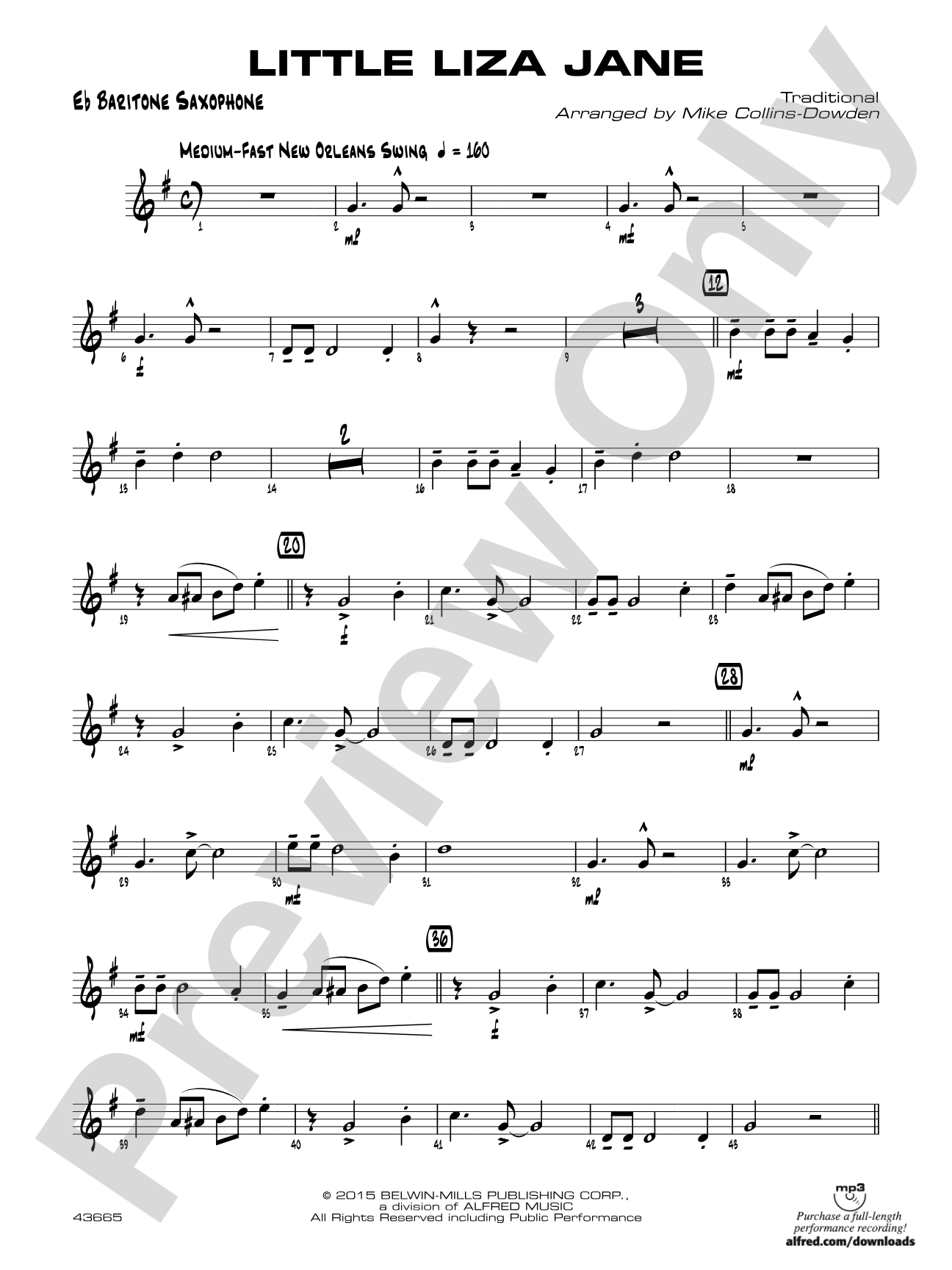 Little Liza Jane: E-flat Baritone Saxophone
