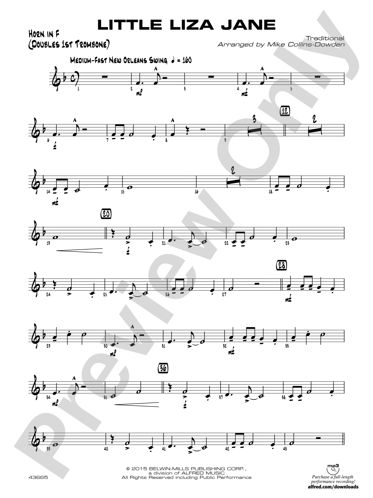 Little Liza Jane: 1st F Horn