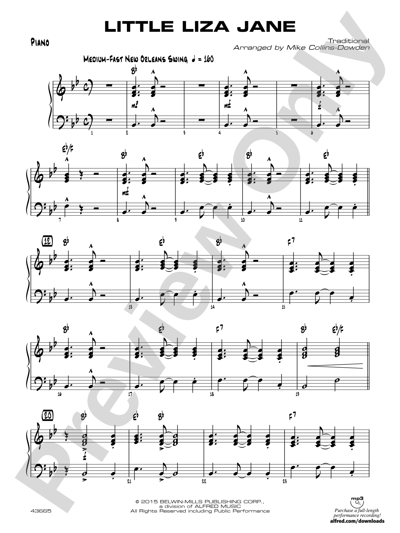 Little Liza Jane: Piano Accompaniment