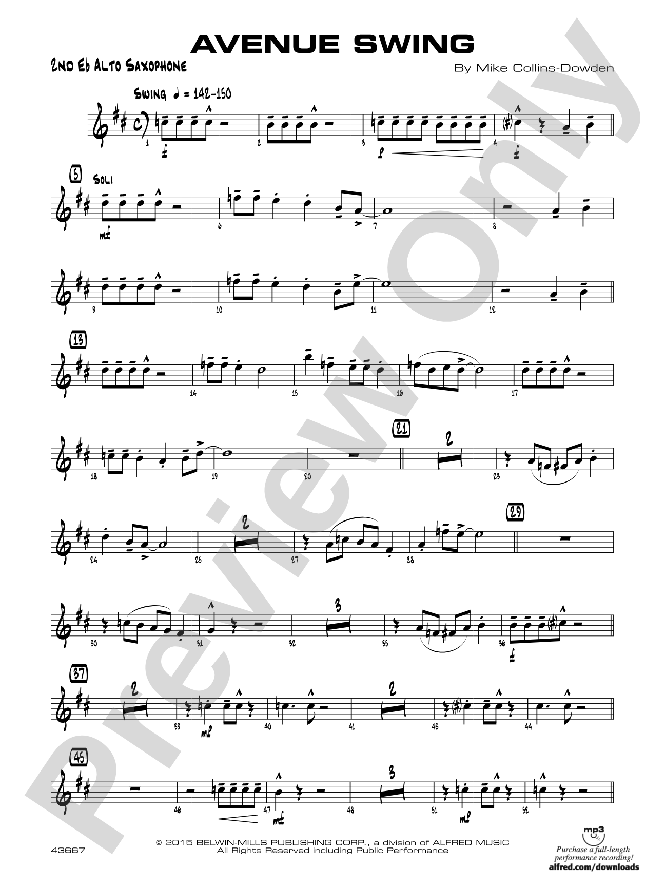 Avenue Swing: 2nd E-flat Alto Saxophone