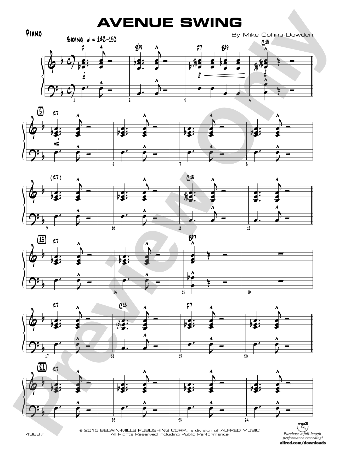 Avenue Swing: Piano Accompaniment