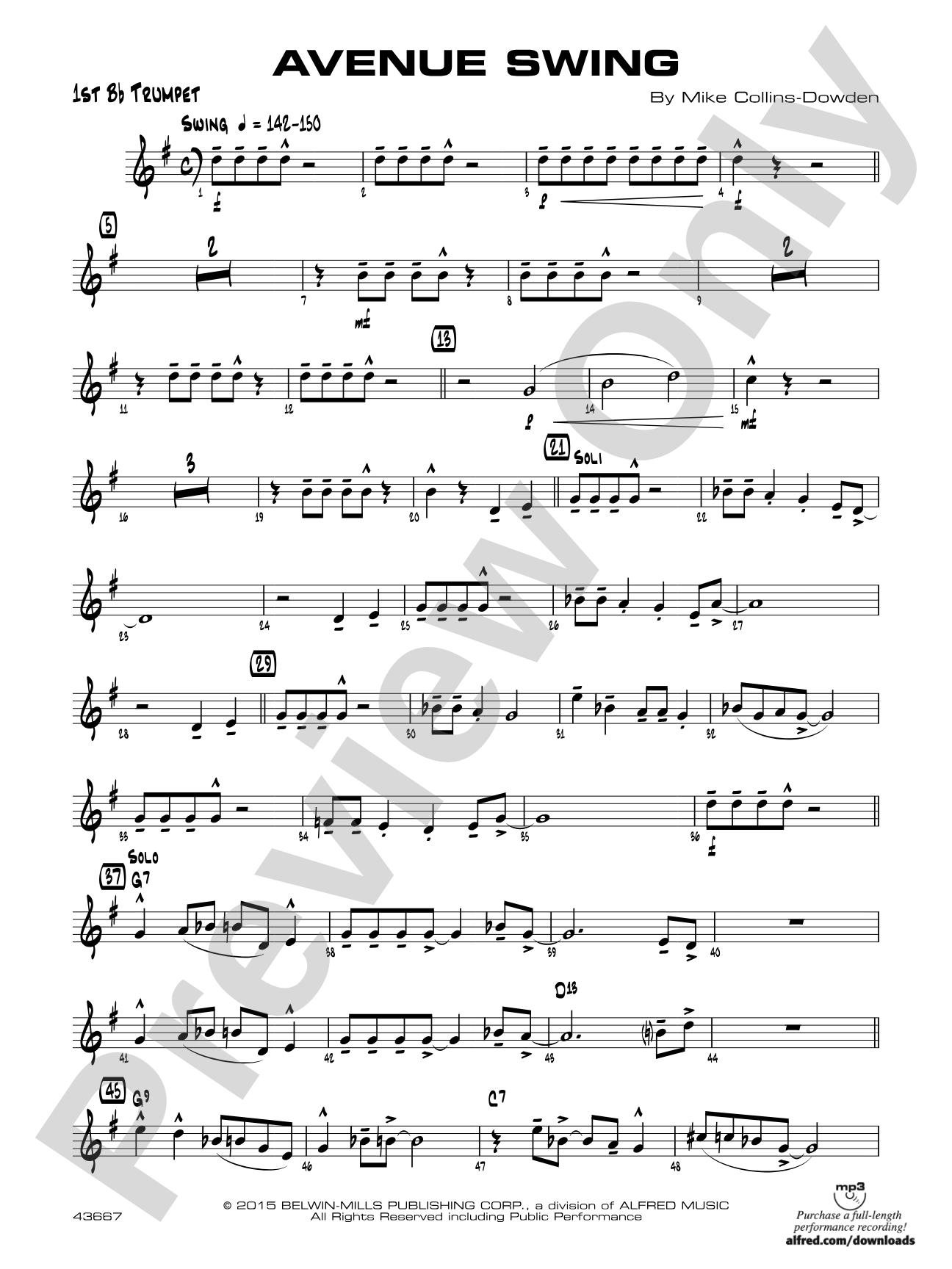 Avenue Swing: 1st B-flat Trumpet