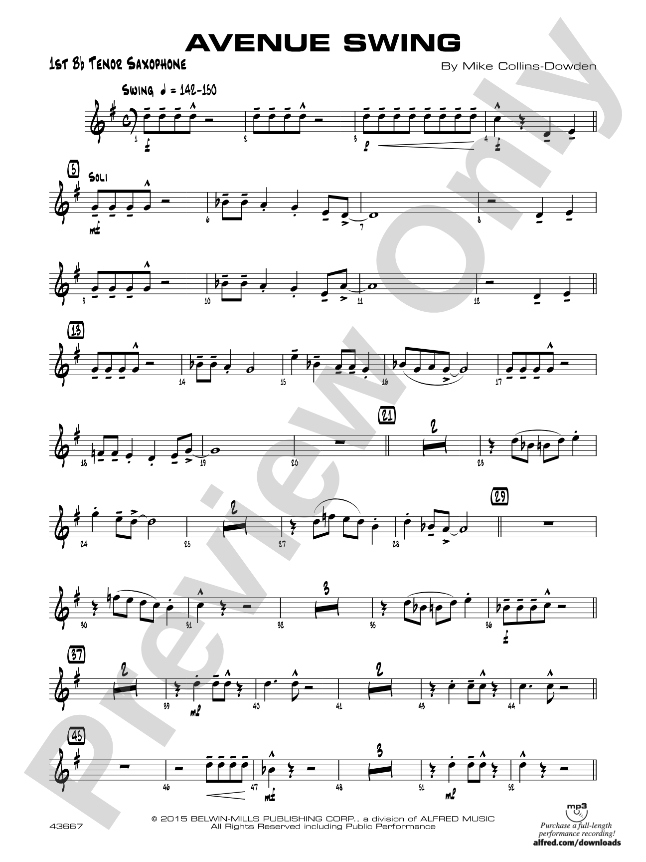 Avenue Swing: B-flat Tenor Saxophone