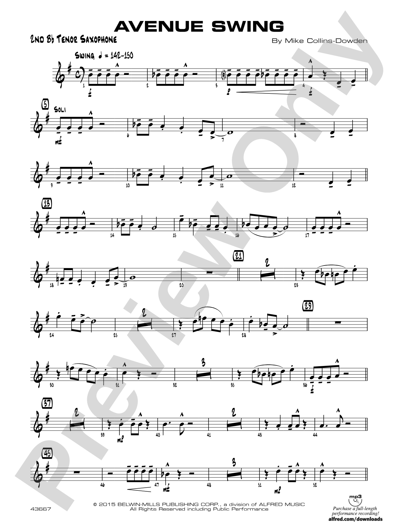 Avenue Swing: 2nd B-flat Tenor Saxophone