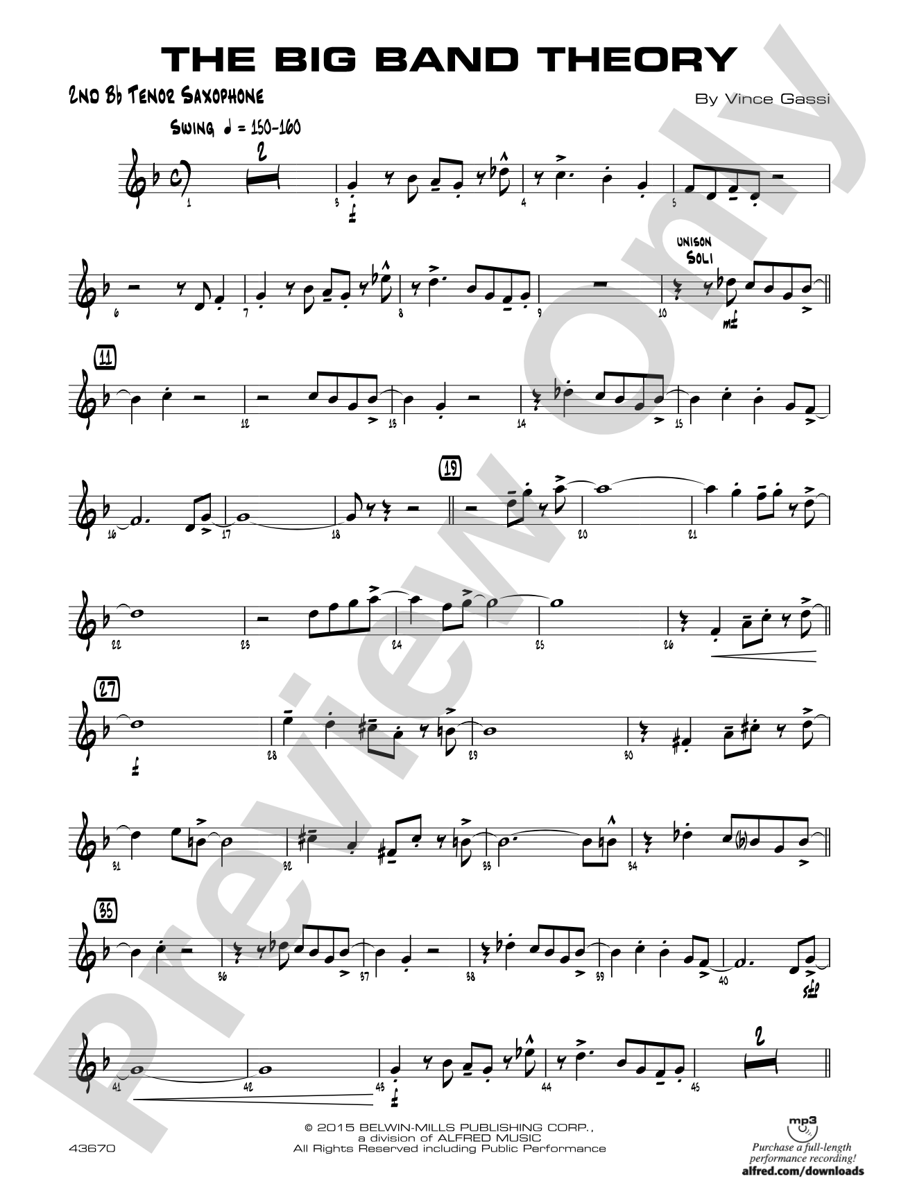 The Big Band Theory: 2nd B-flat Tenor Saxophone