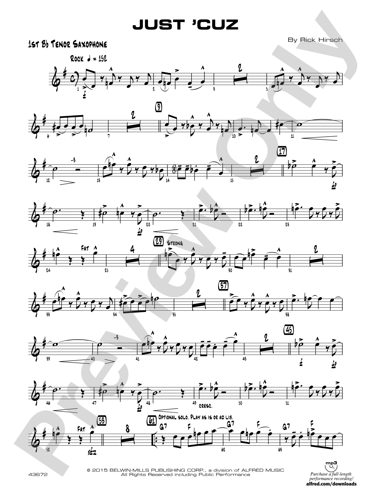 Just 'Cuz: B-flat Tenor Saxophone