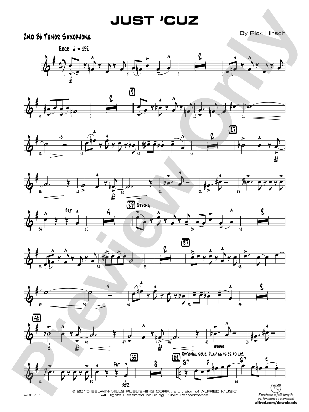 Just 'Cuz: 2nd B-flat Tenor Saxophone