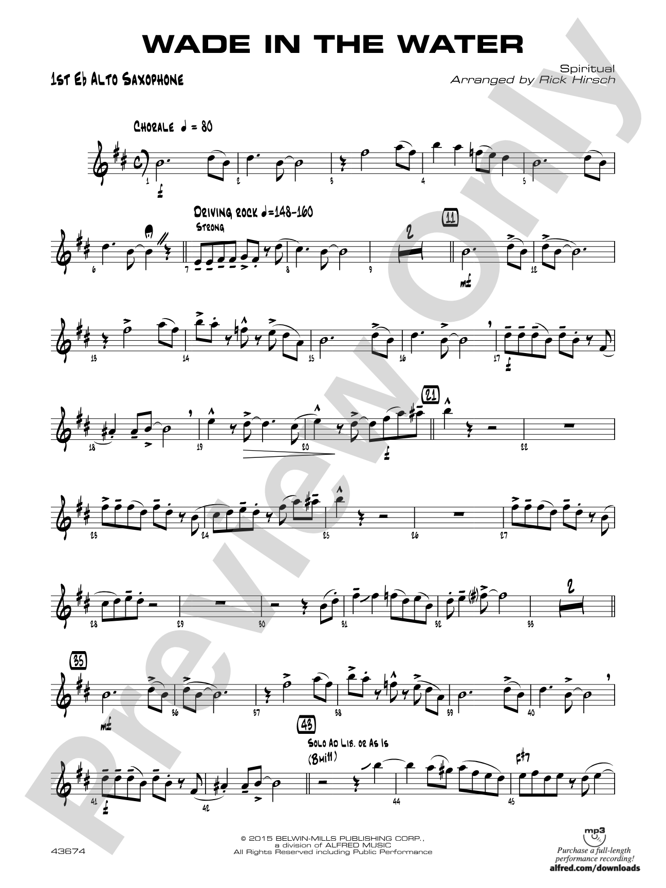 Wade in the Water: E-flat Alto Saxophone
