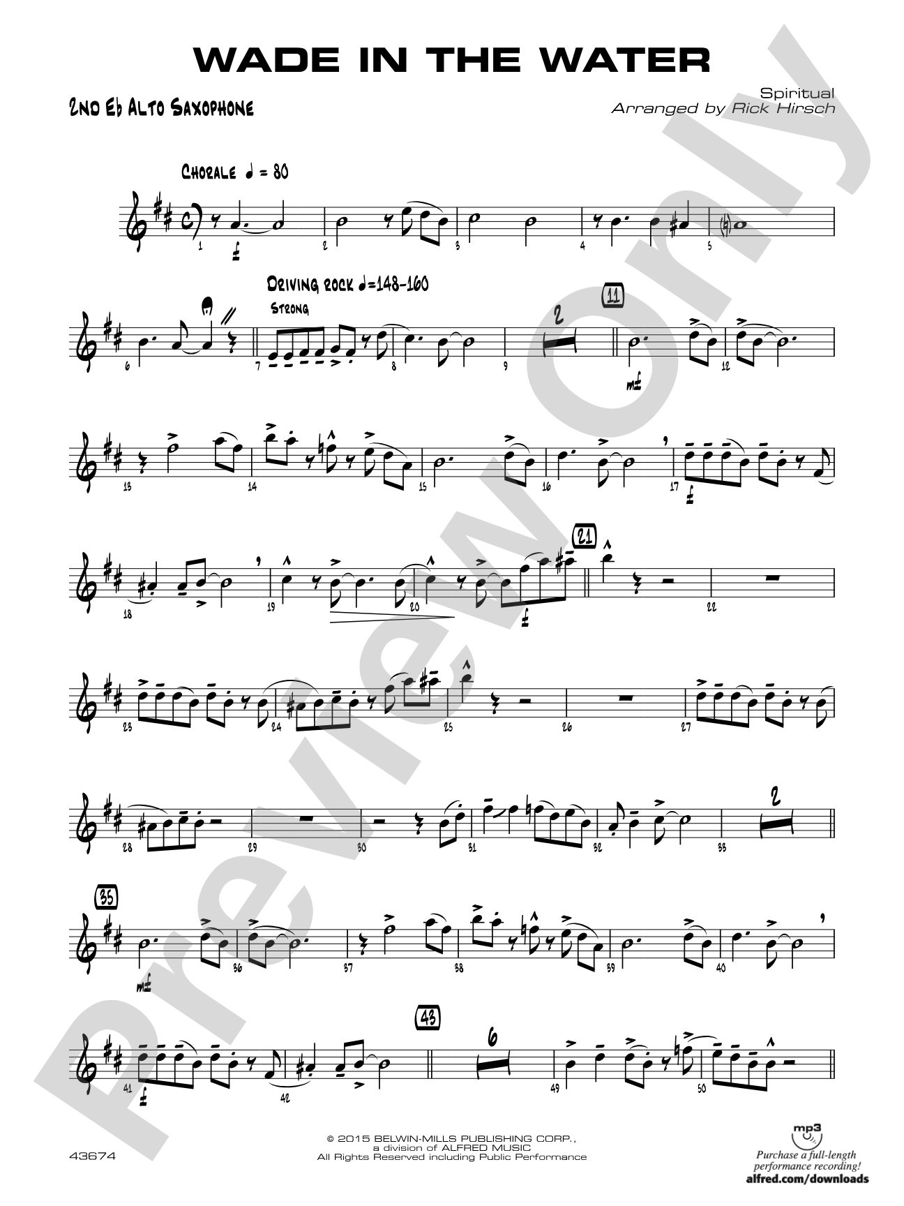 Wade in the Water: 2nd E-flat Alto Saxophone