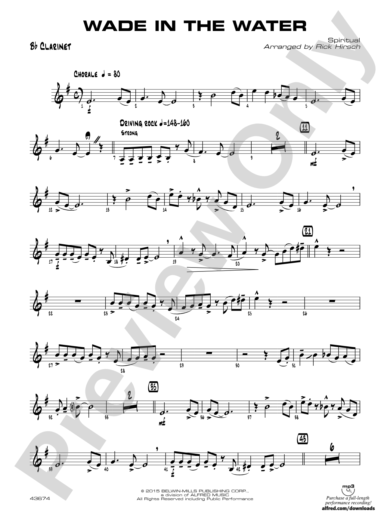 Wade in the Water: 1st B-flat Clarinet