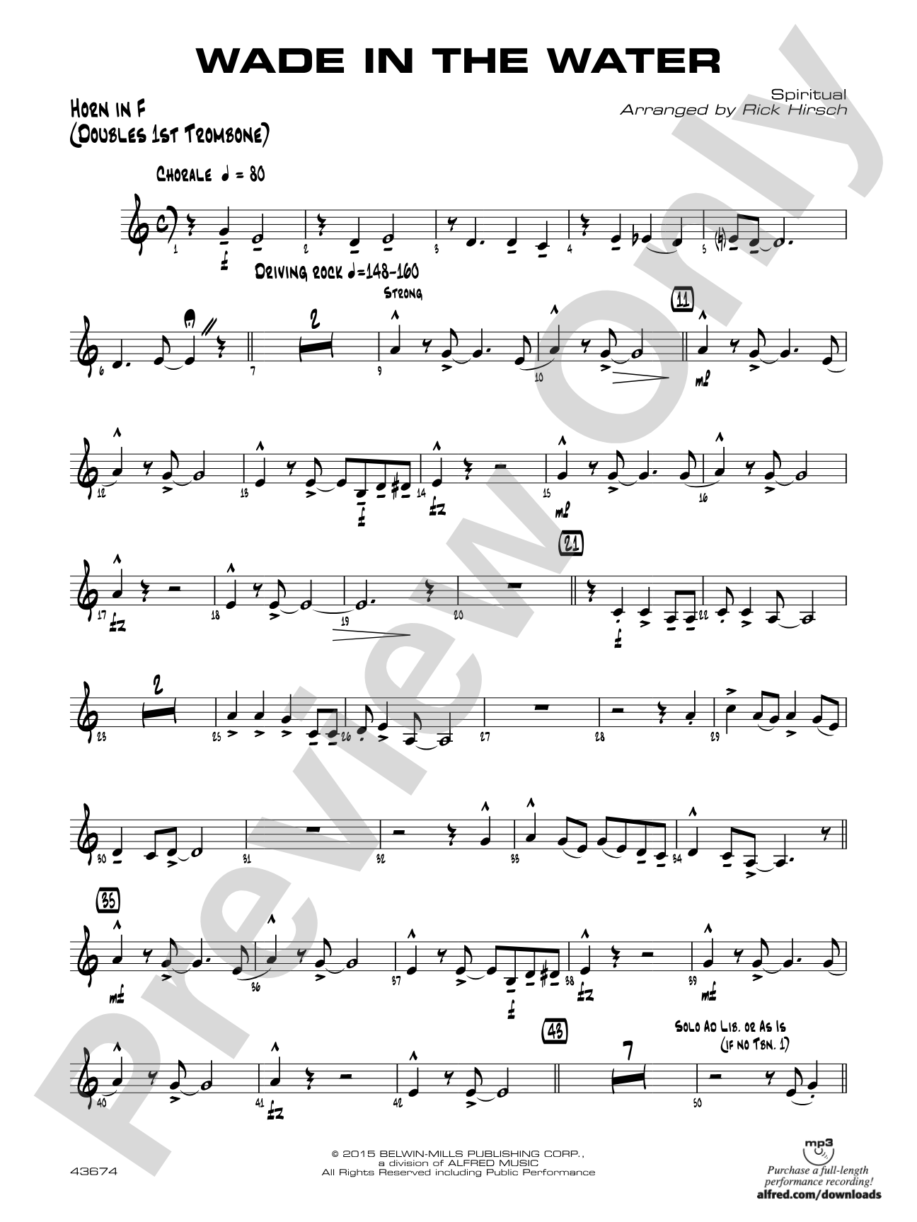 Wade in the Water: 1st F Horn