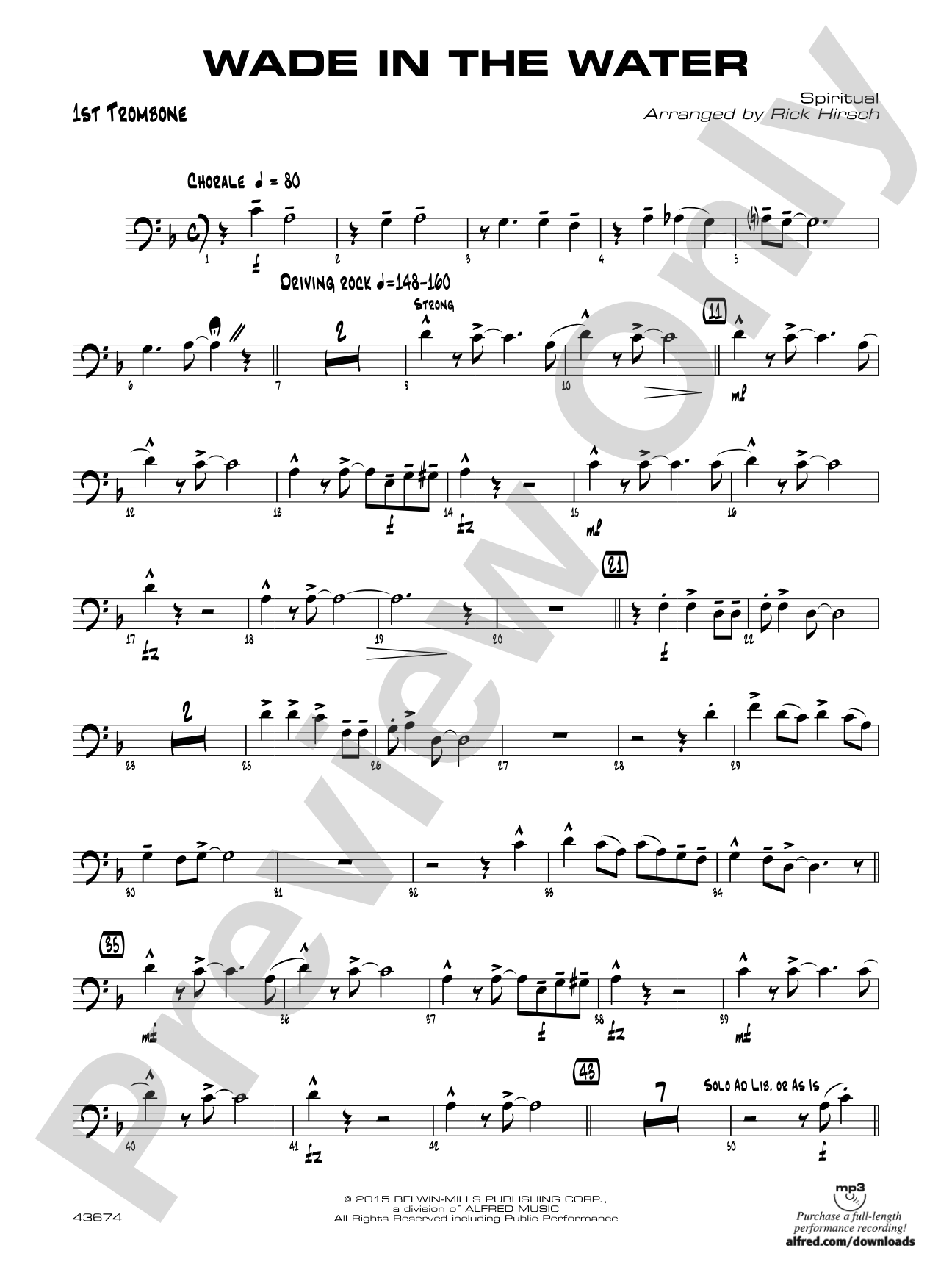 Wade in the Water: 1st Trombone