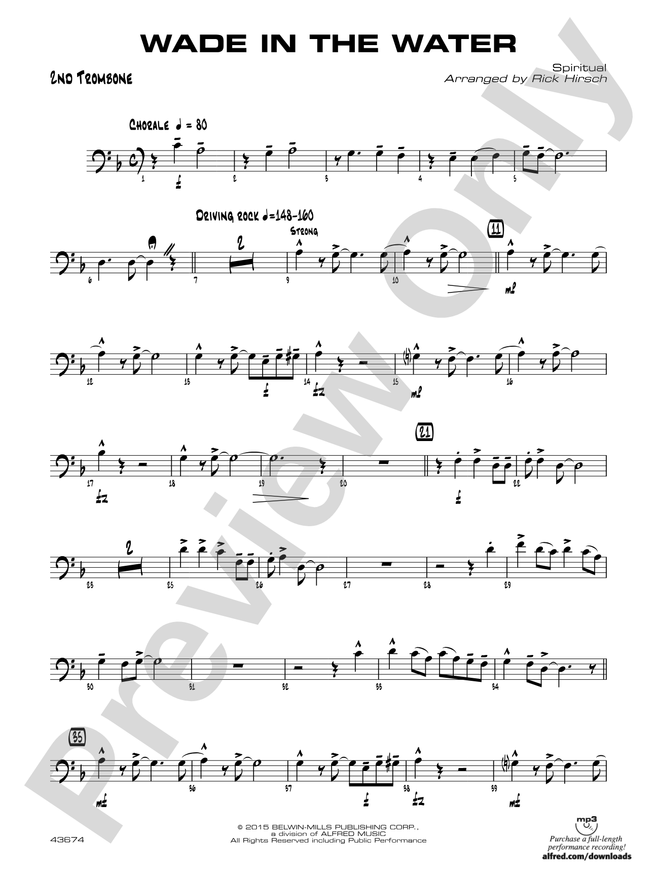 Wade in the Water: 2nd Trombone