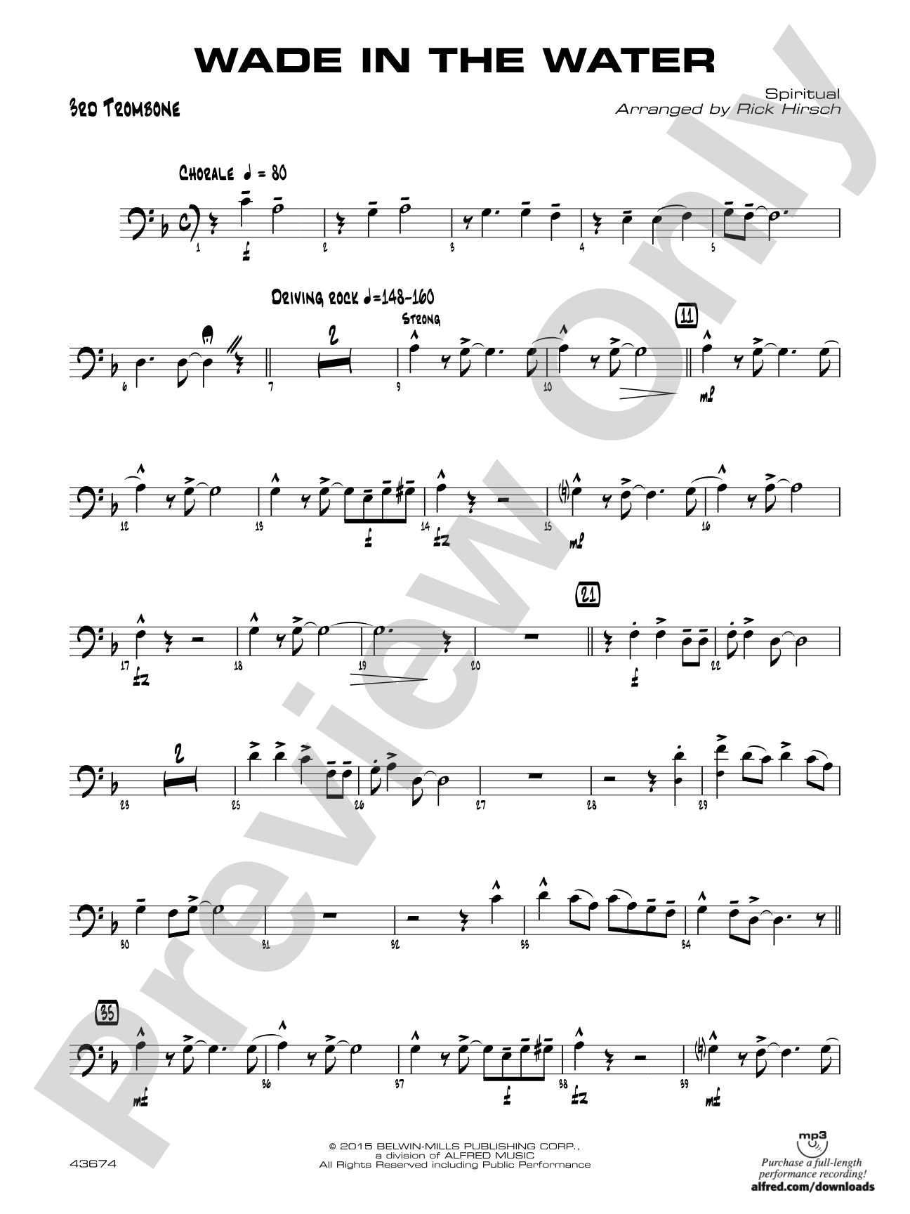 Wade in the Water: 3rd Trombone
