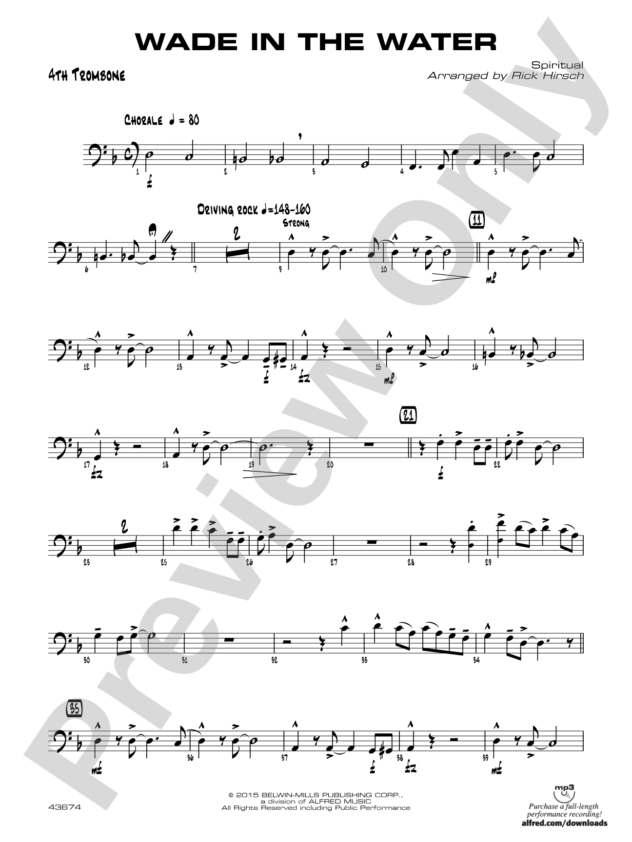 Wade in the Water: 4th Trombone