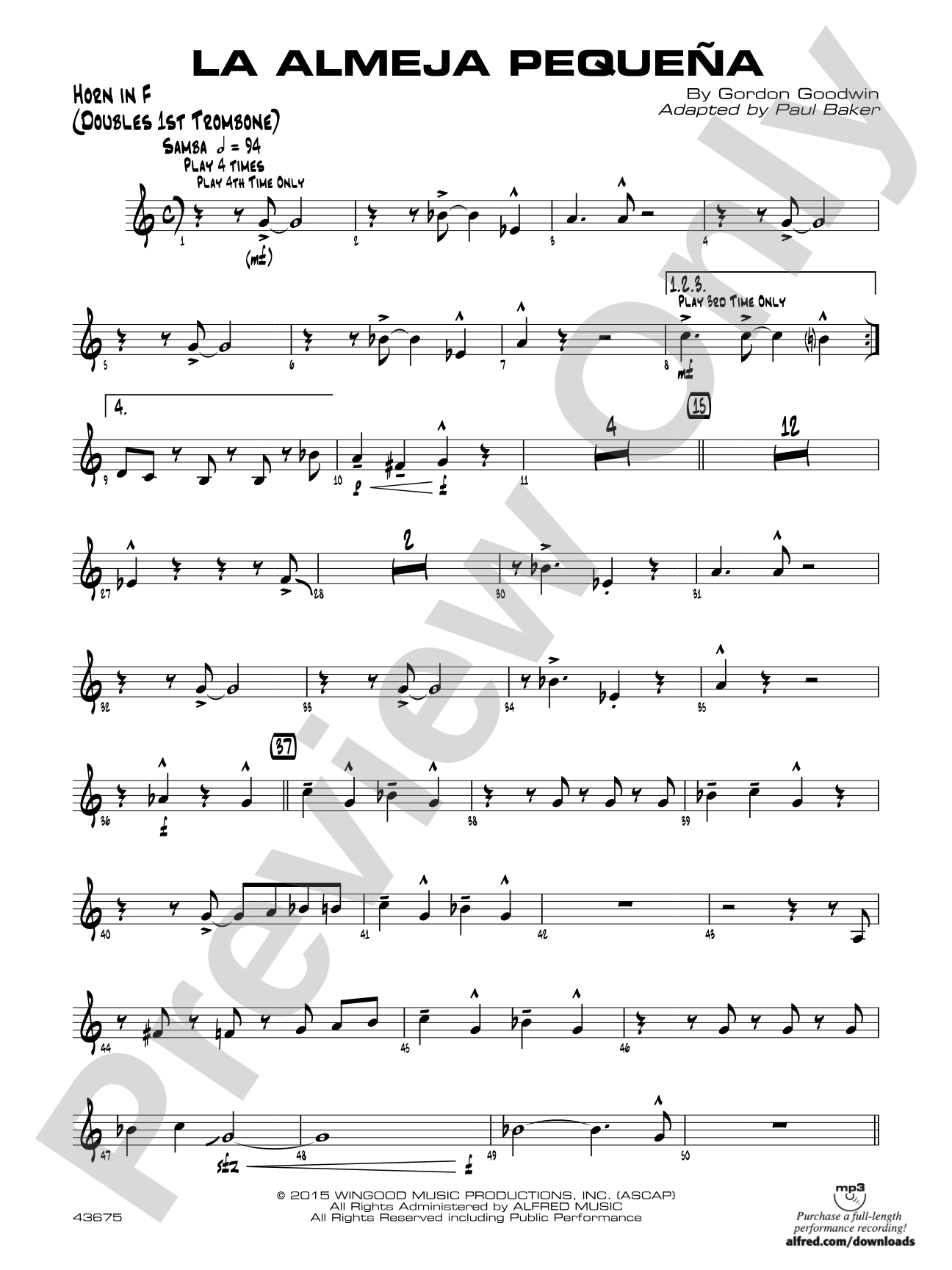 La Almeja Pequena: 1st F Horn