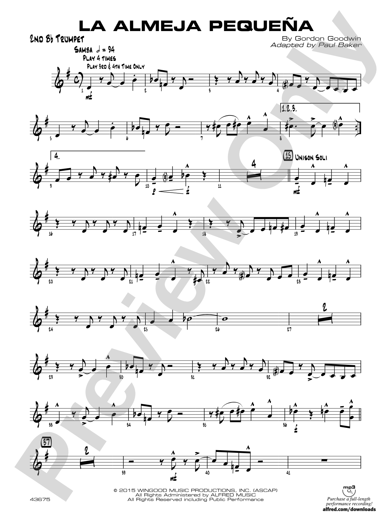 La Almeja Pequena: 2nd B-flat Trumpet