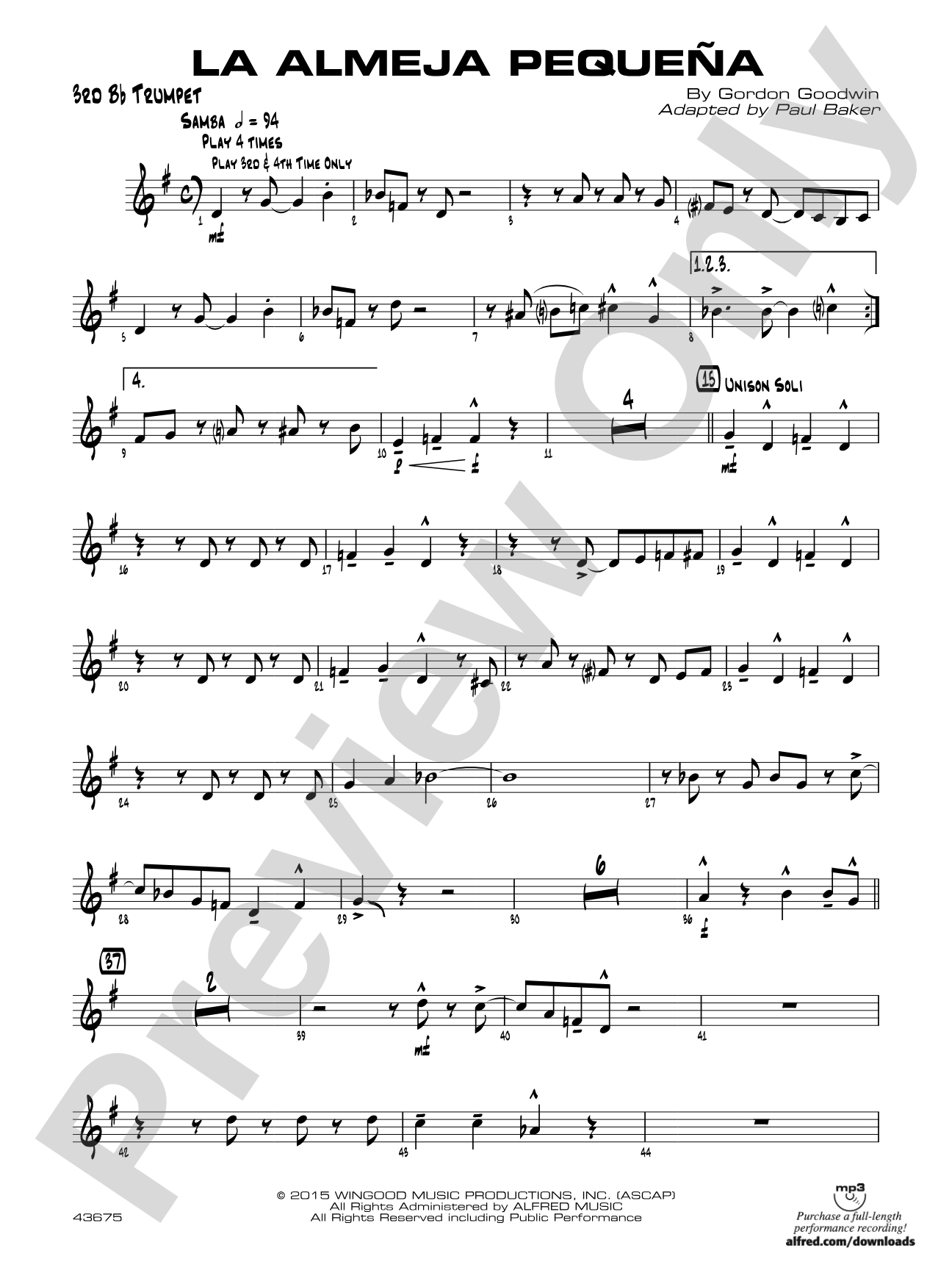 La Almeja Pequena: 3rd B-flat Trumpet