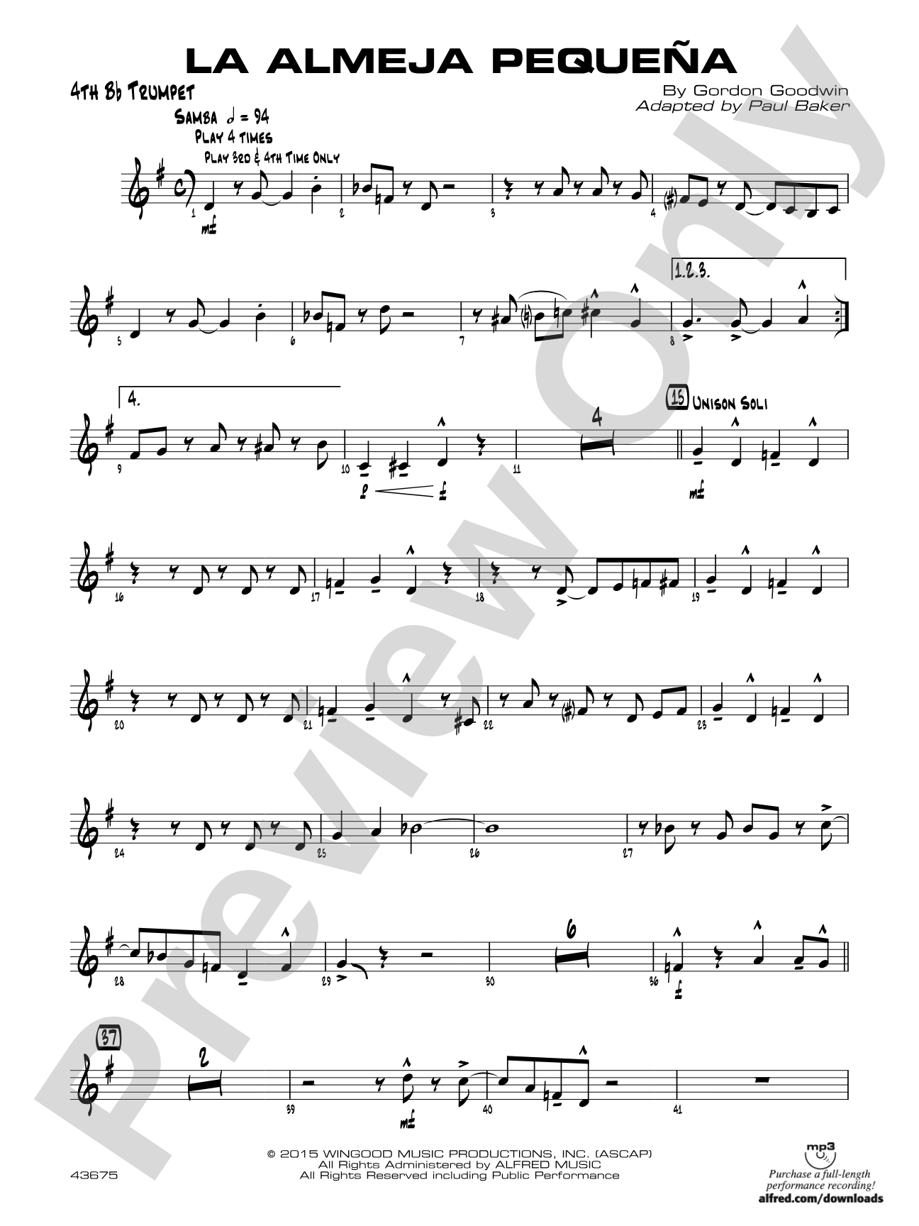 La Almeja Pequena: 4th B-flat Trumpet