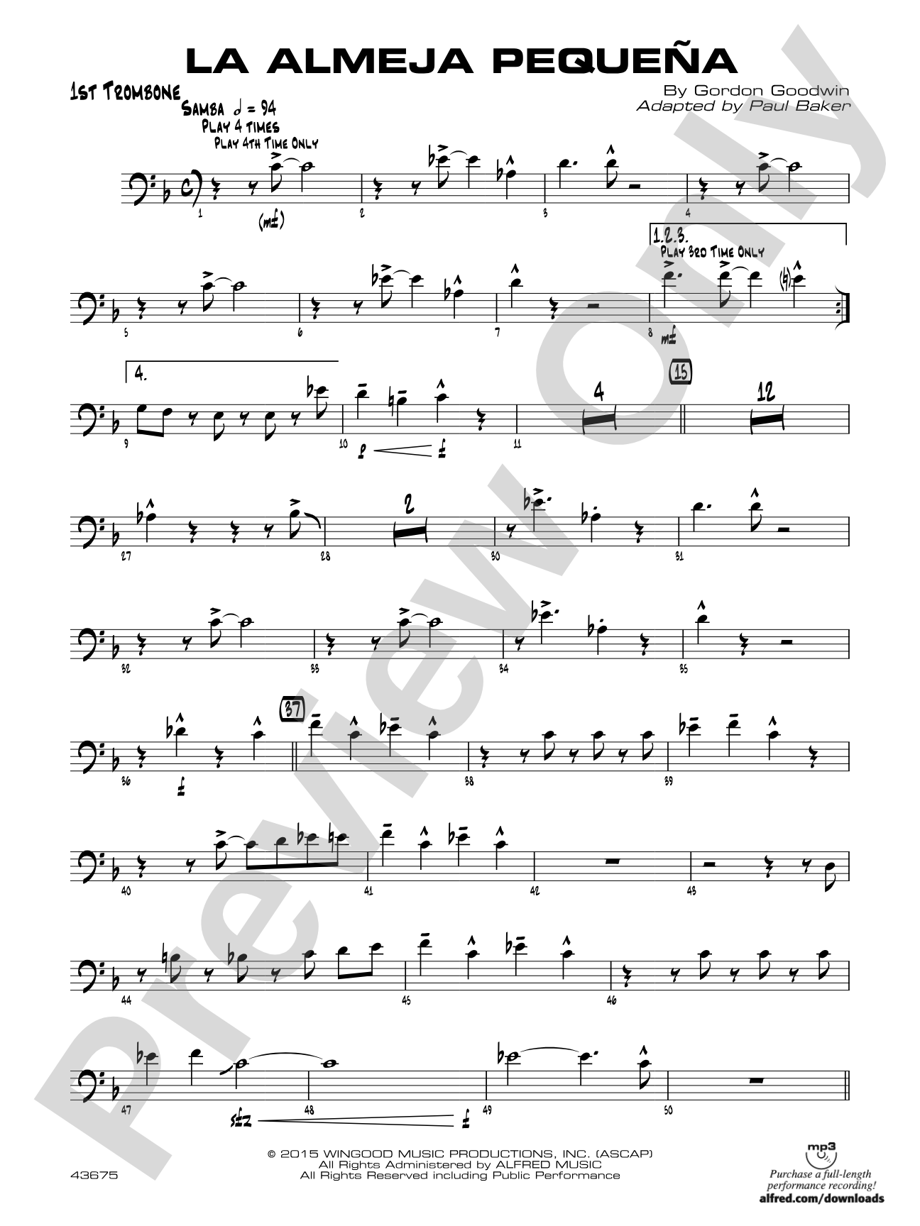 La Almeja Pequena: 1st Trombone