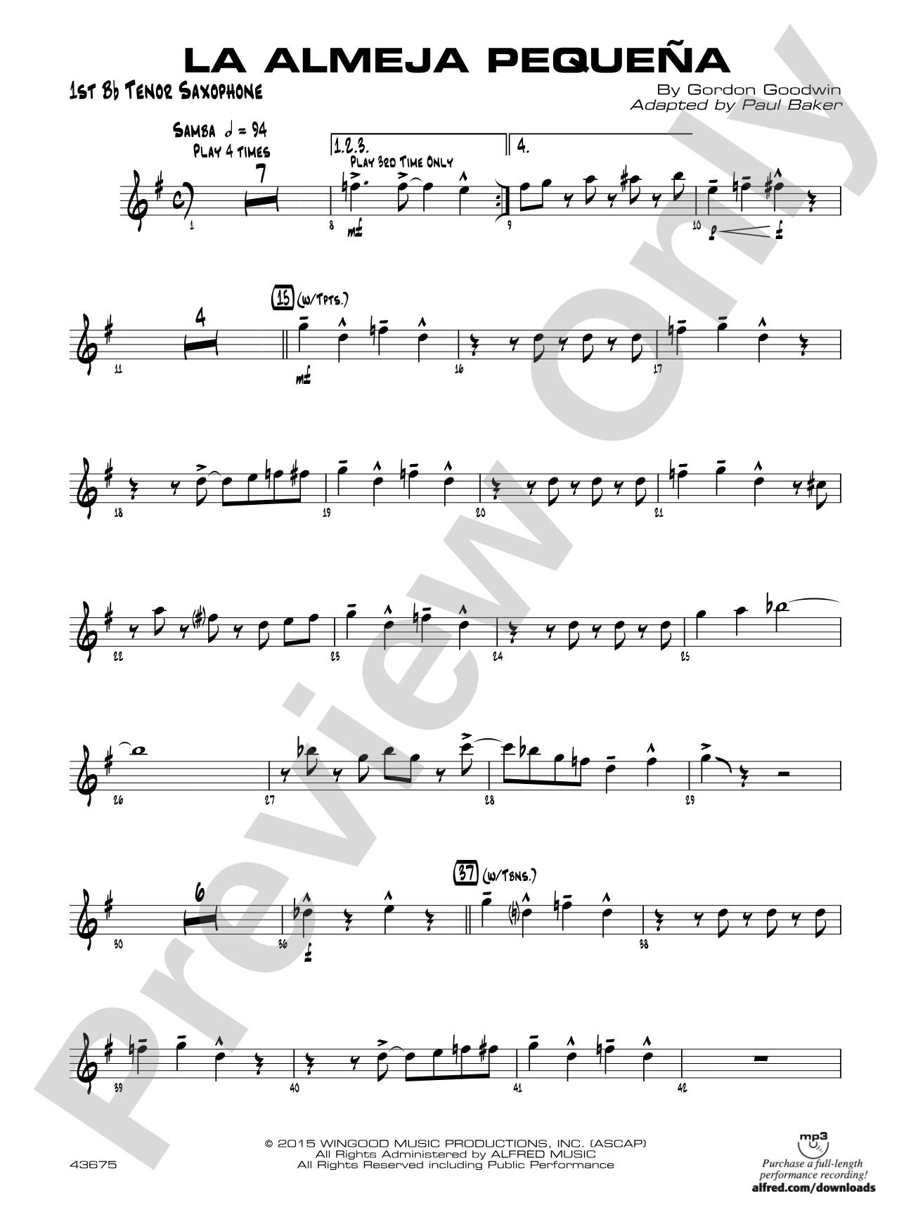 La Almeja Pequena: B-flat Tenor Saxophone