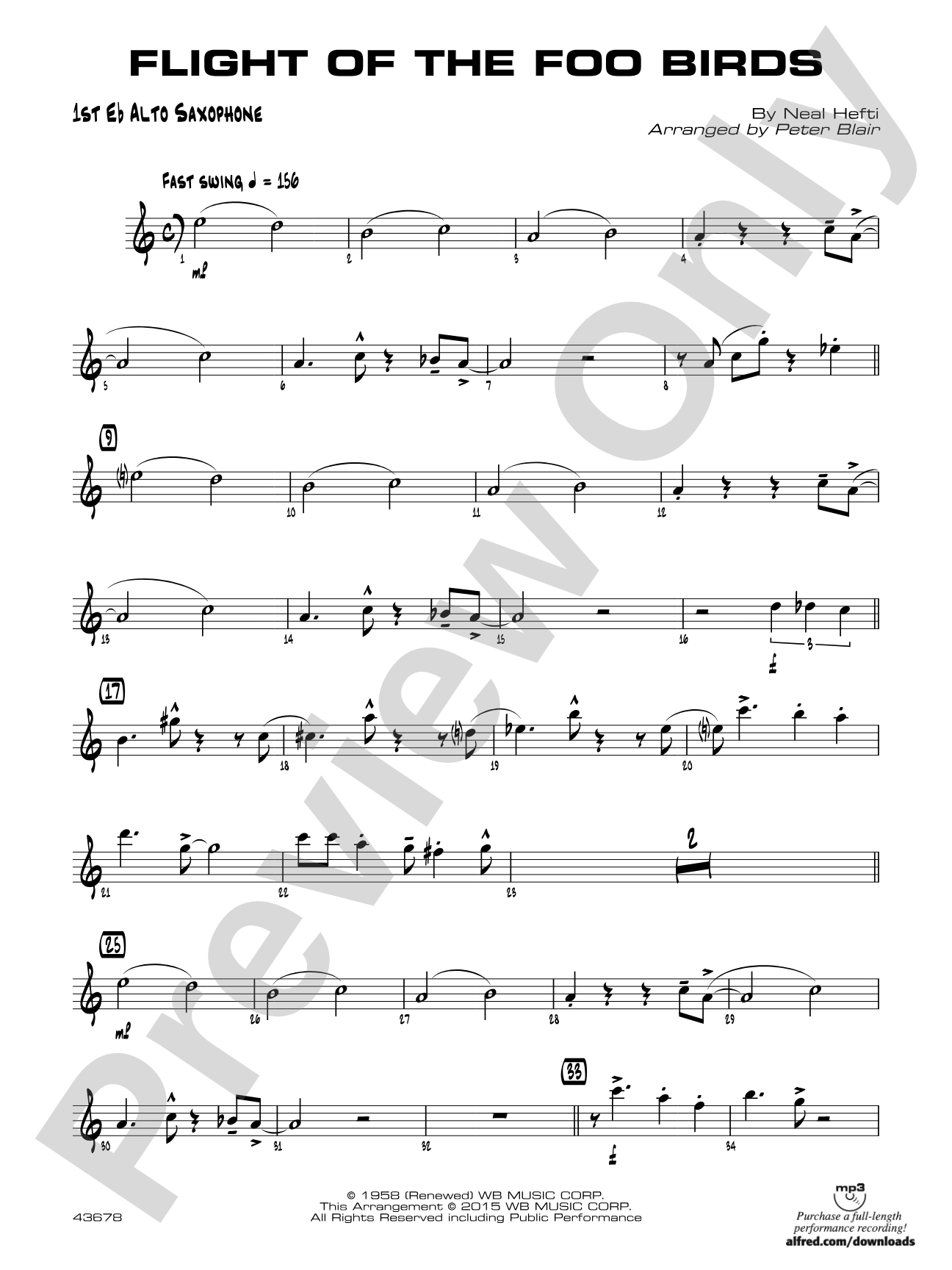 Flight of the Foo Birds: E-flat Alto Saxophone