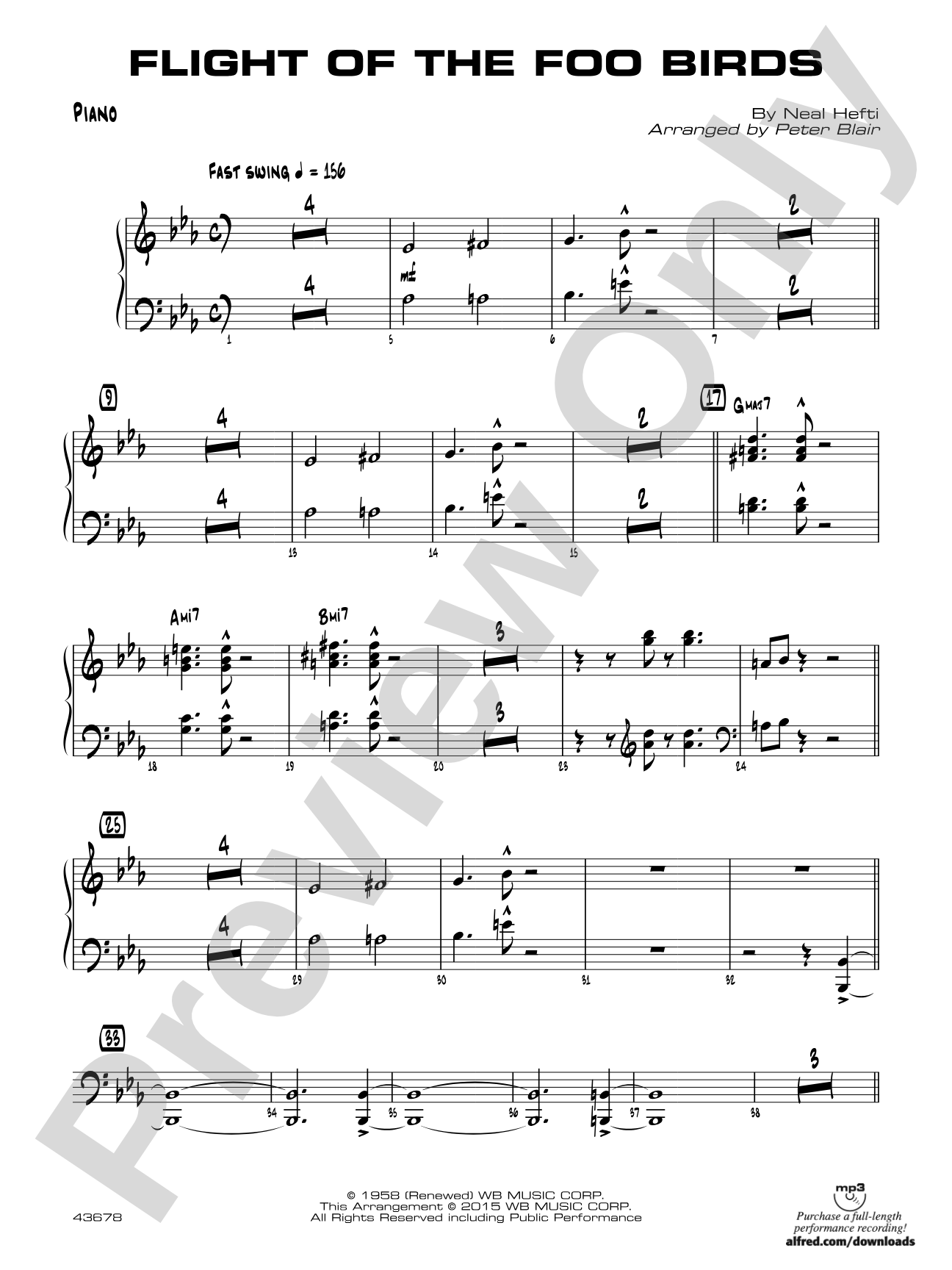 Flight of the Foo Birds: Piano Accompaniment