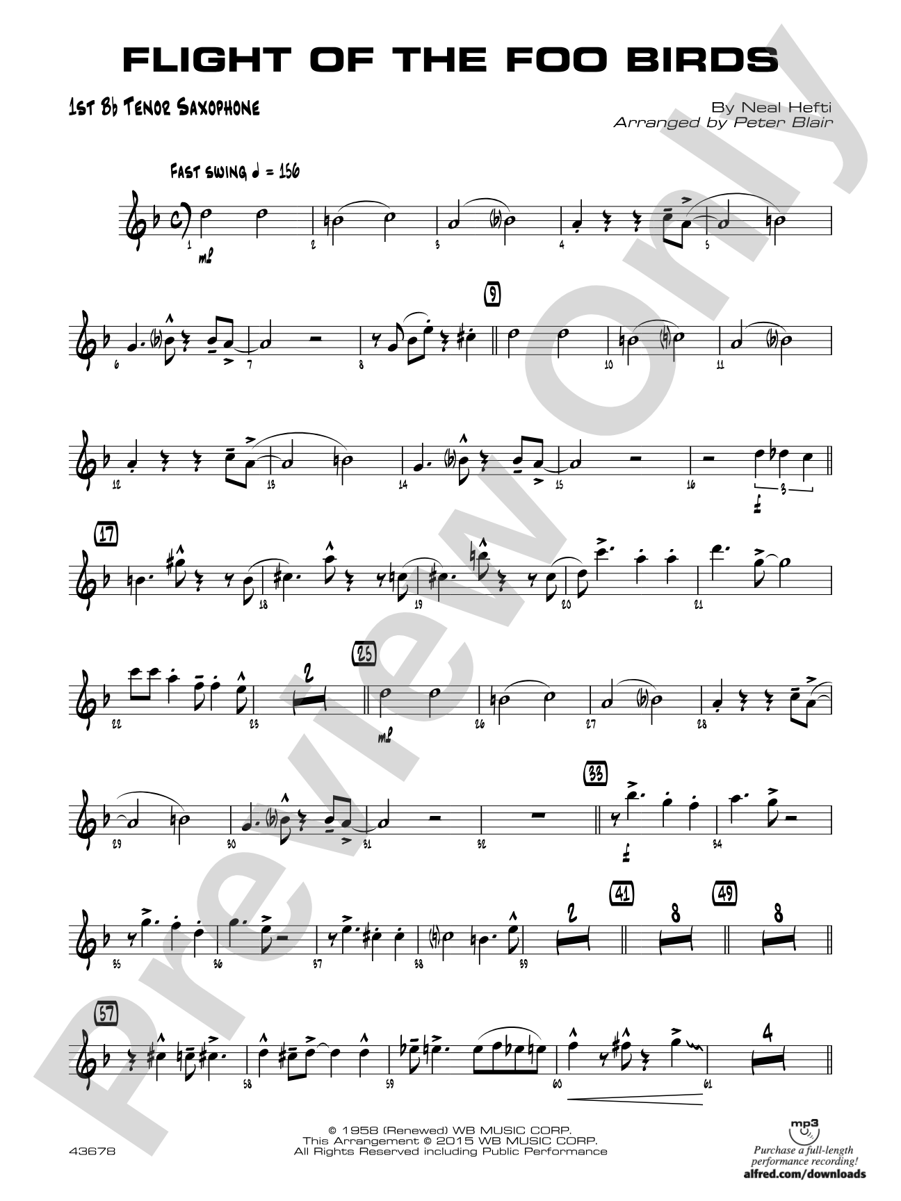 Flight of the Foo Birds: B-flat Tenor Saxophone