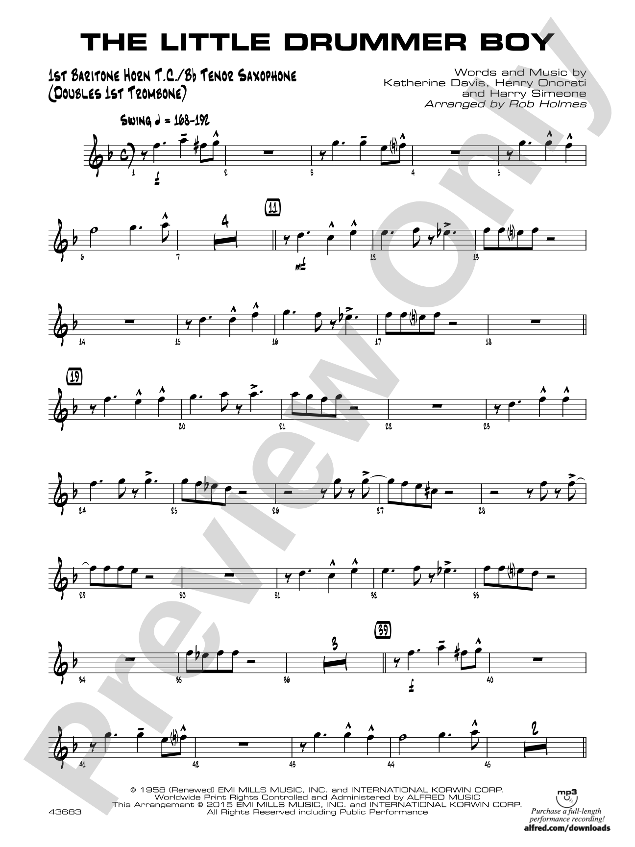 The Little Drummer Boy: Baritone T.C.