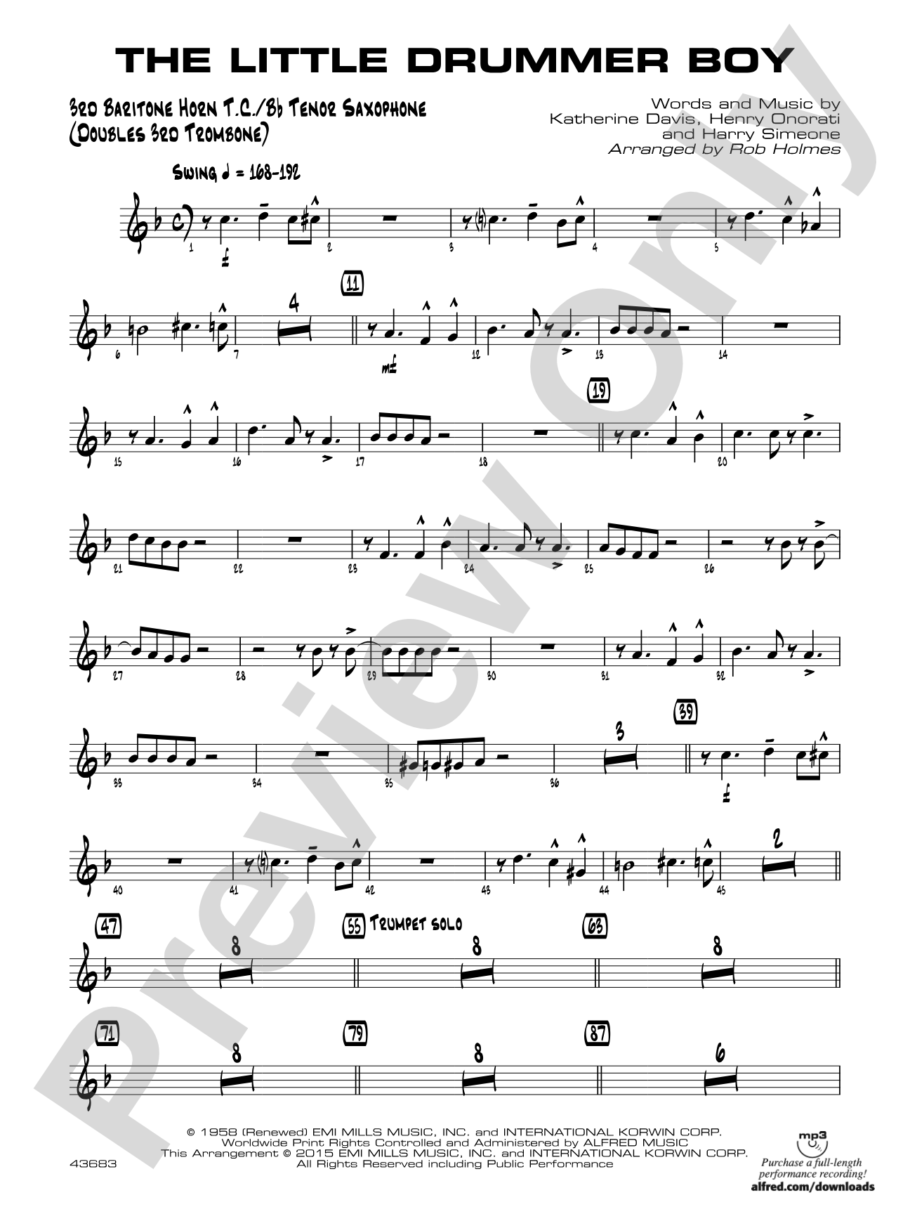 The Little Drummer Boy: 3rd Baritone T.C.
