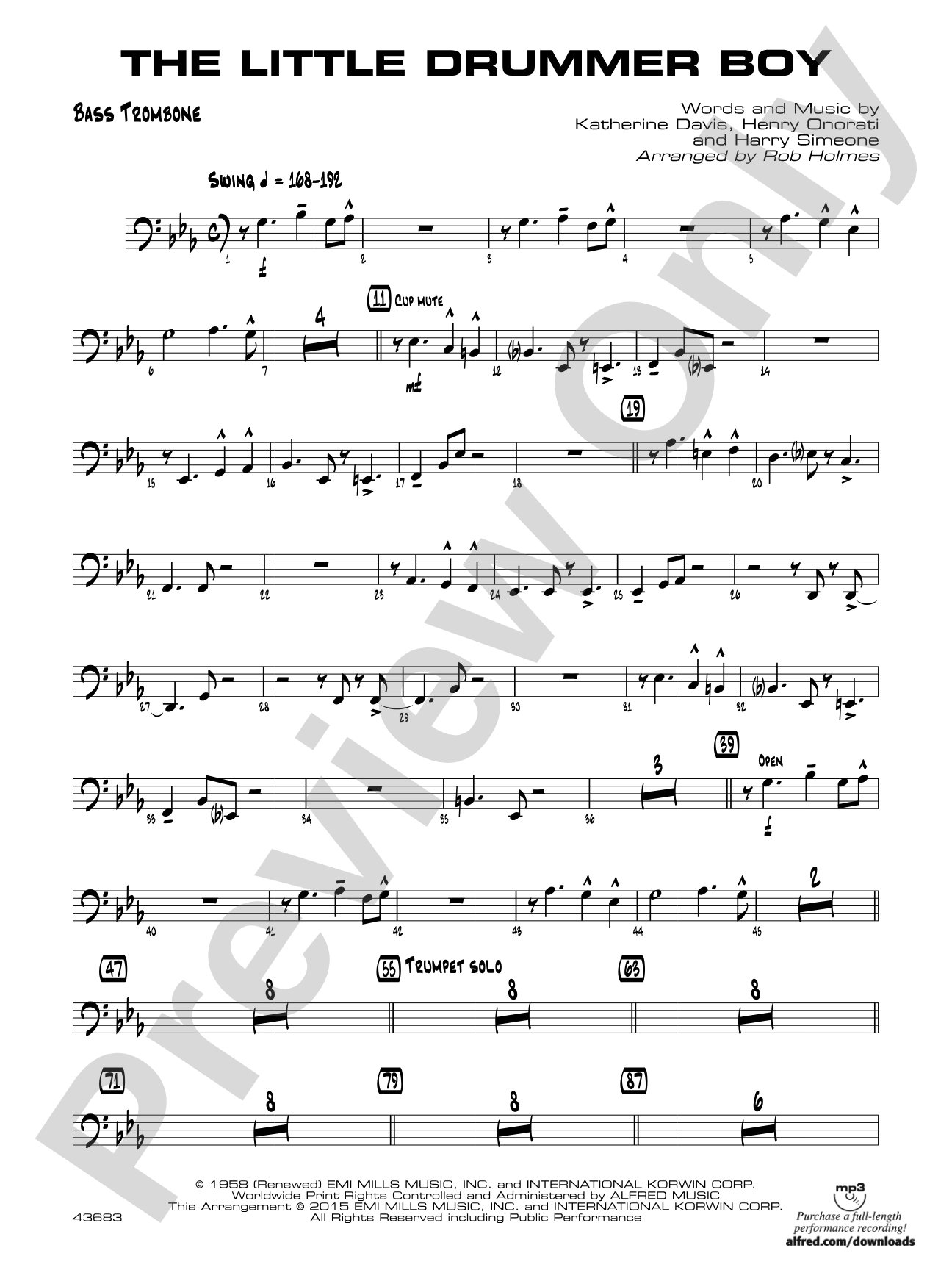 The Little Drummer Boy: Bass Trombone