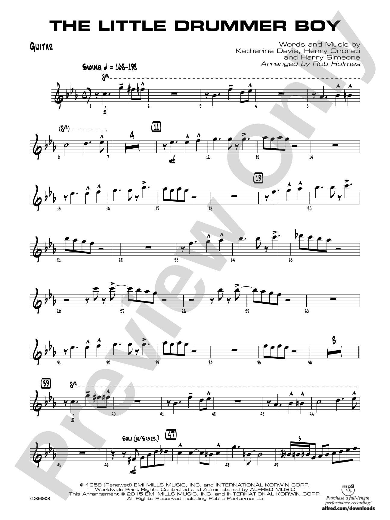 The Little Drummer Boy: Guitar