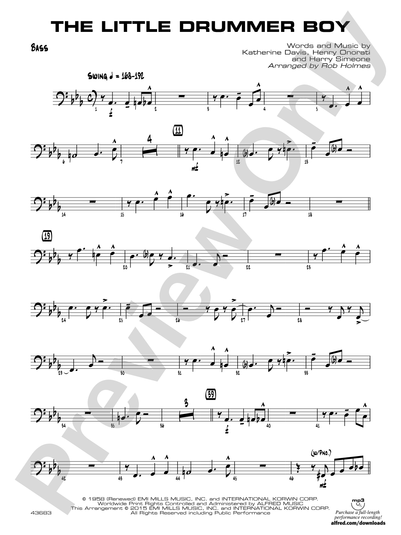 The Little Drummer Boy: String Bass