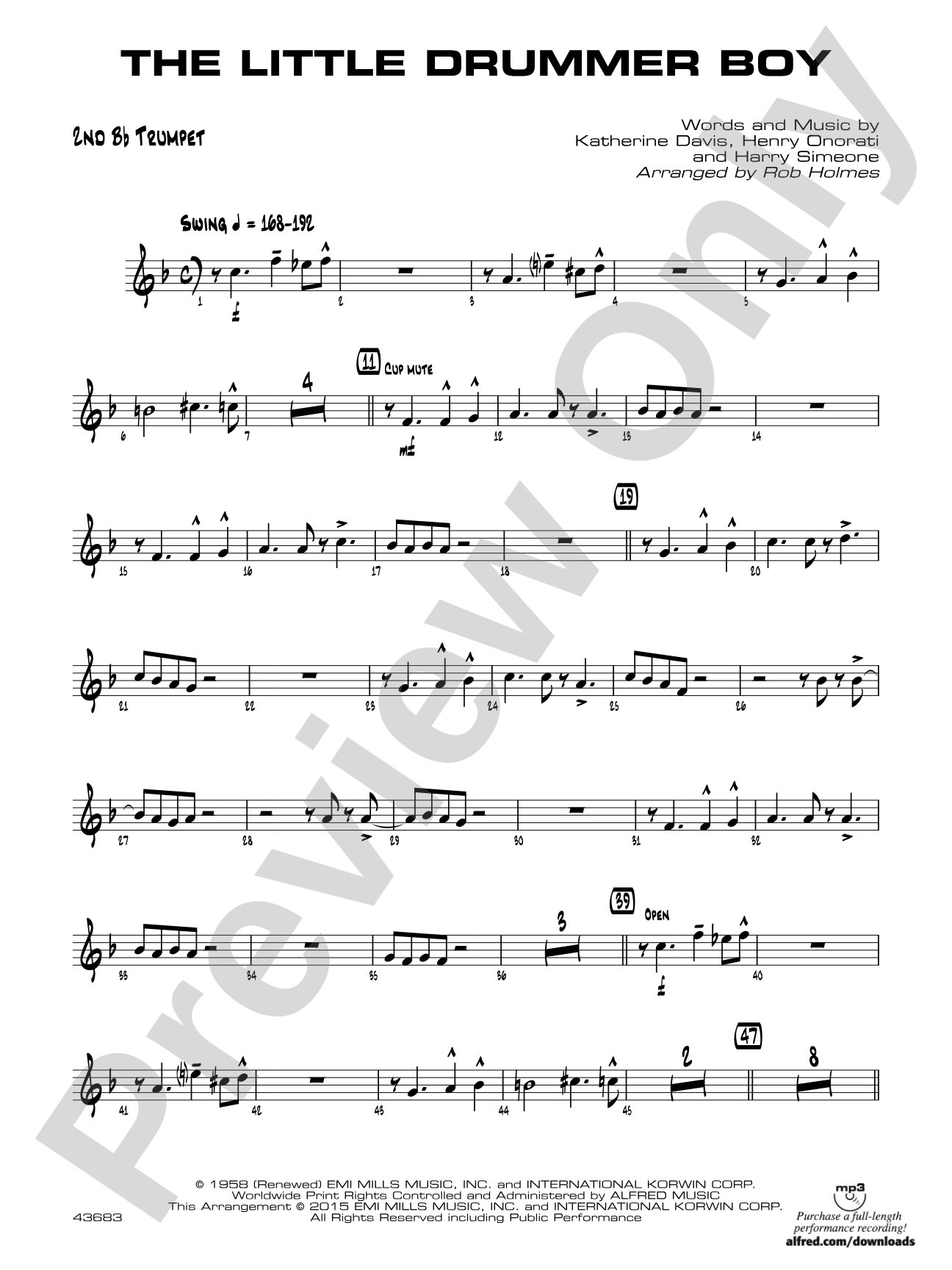 The Little Drummer Boy: 2nd B-flat Trumpet