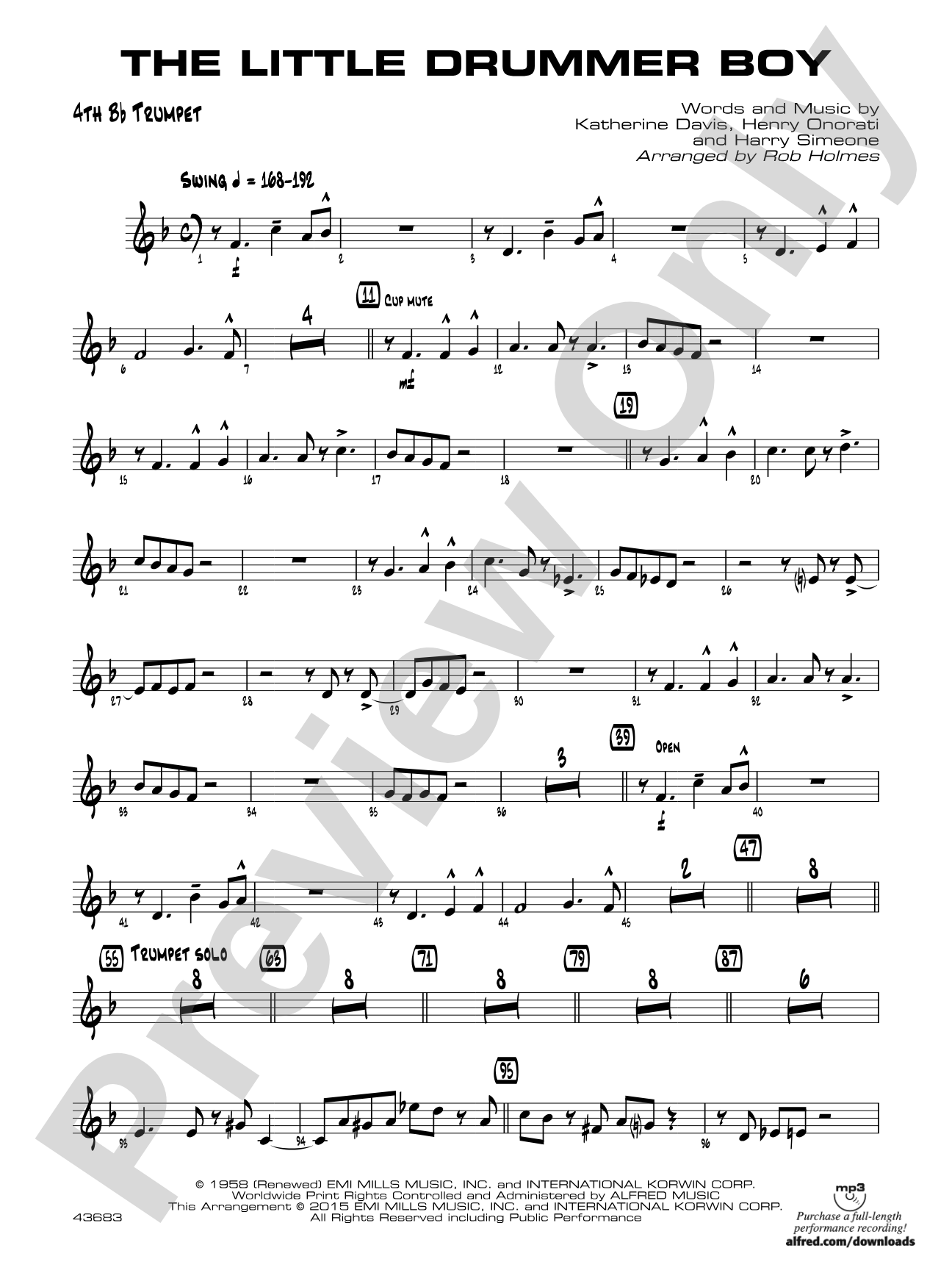 The Little Drummer Boy: 4th B-flat Trumpet