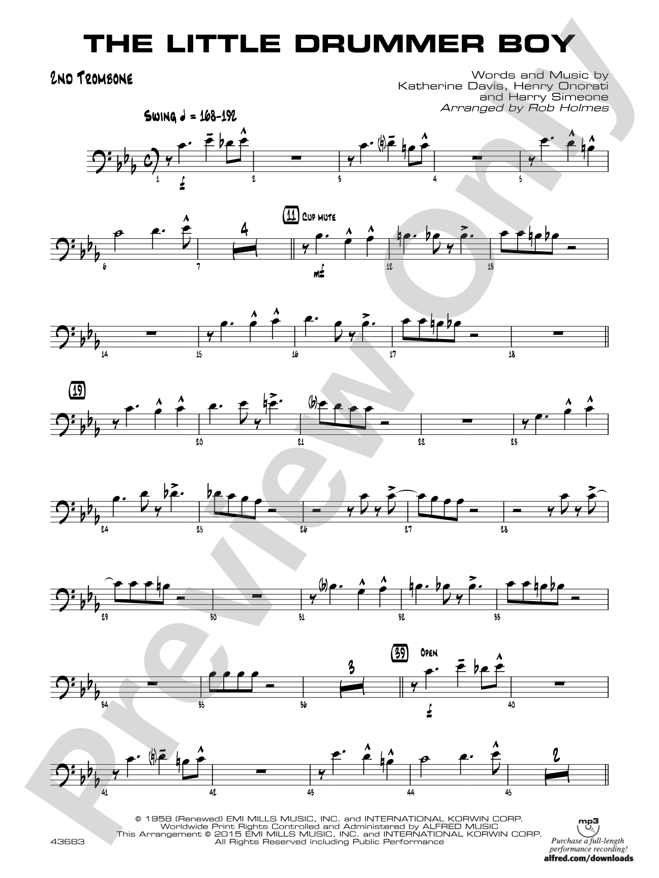 The Little Drummer Boy: 2nd Trombone