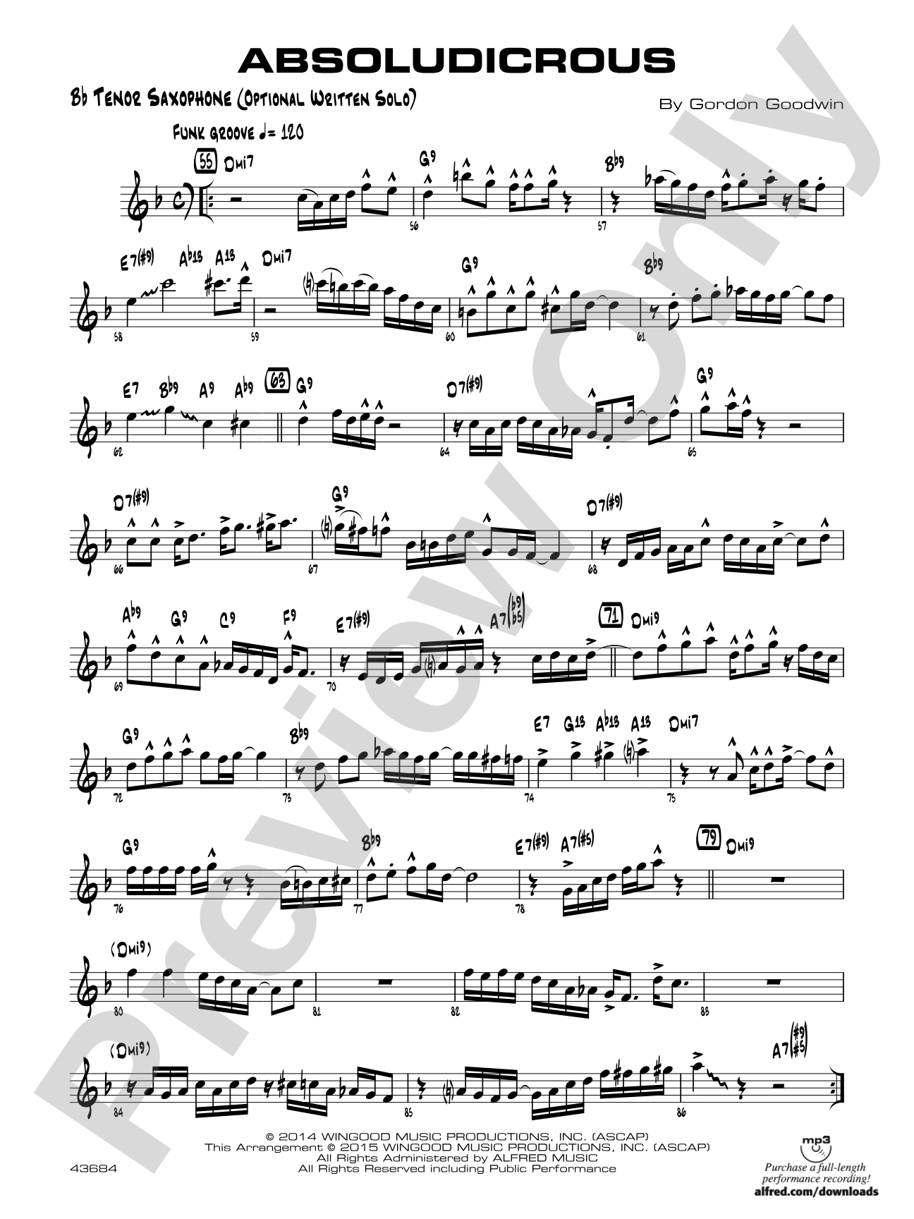 Absoludicrous: Bb Tenor Sax Optional Solo