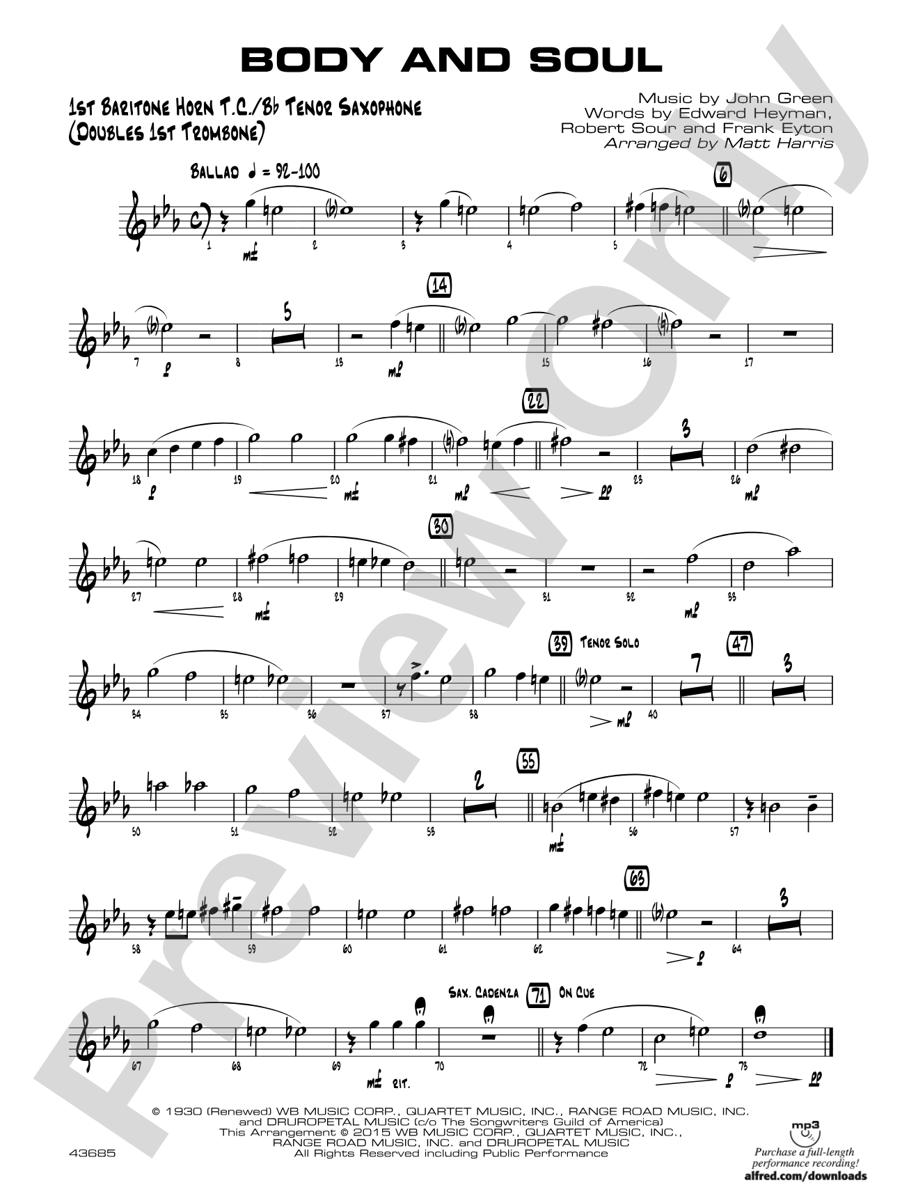 Body and Soul: Baritone T.C.