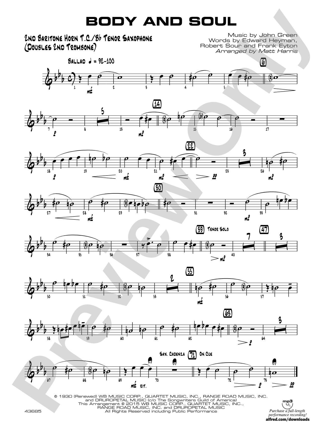 Body and Soul: 2nd Baritone T.C.