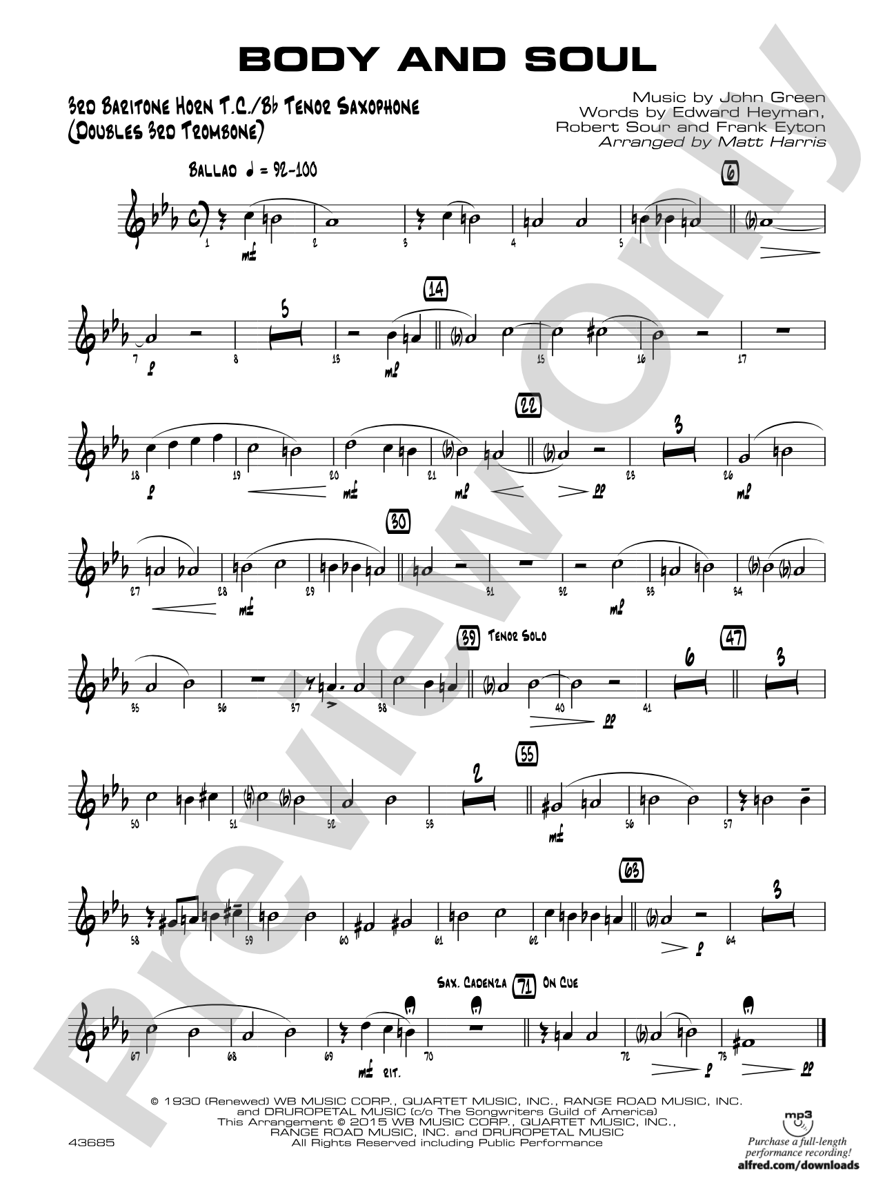 Body and Soul: 3rd Baritone T.C.