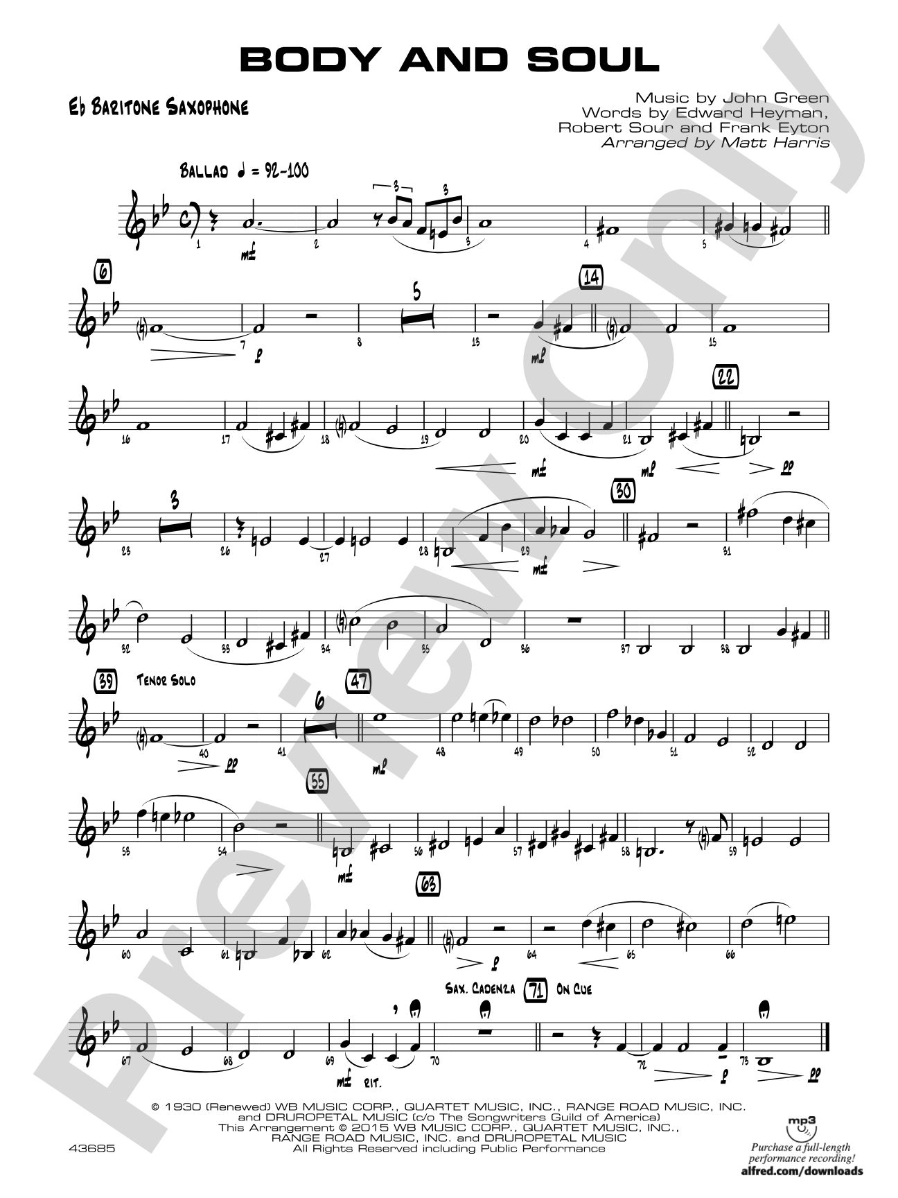 Body and Soul: E-flat Baritone Saxophone