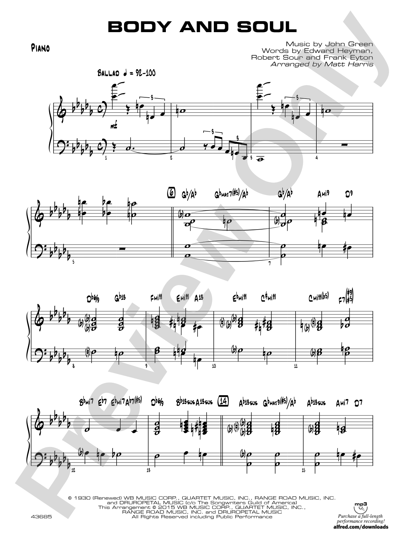 Body and Soul: Piano Accompaniment