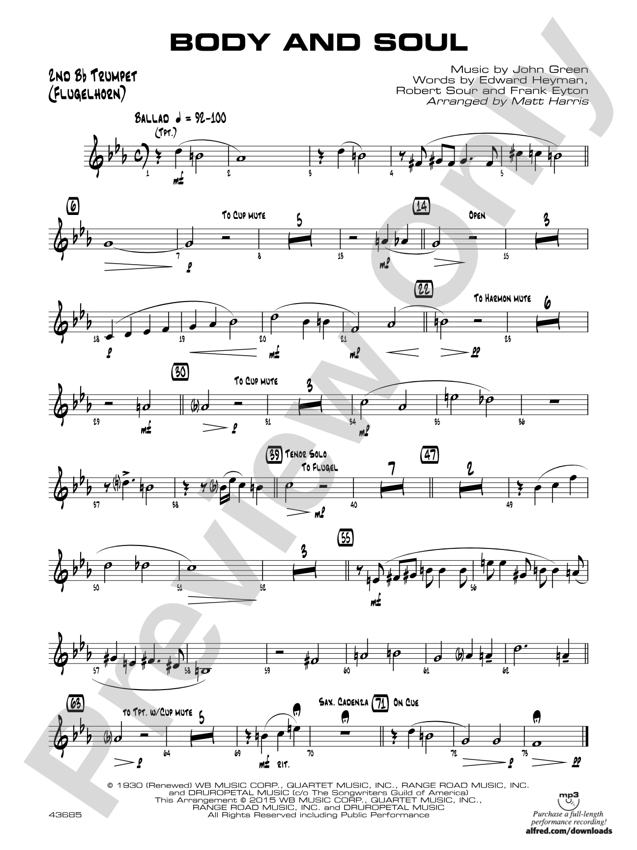 Body and Soul: 2nd B-flat Trumpet