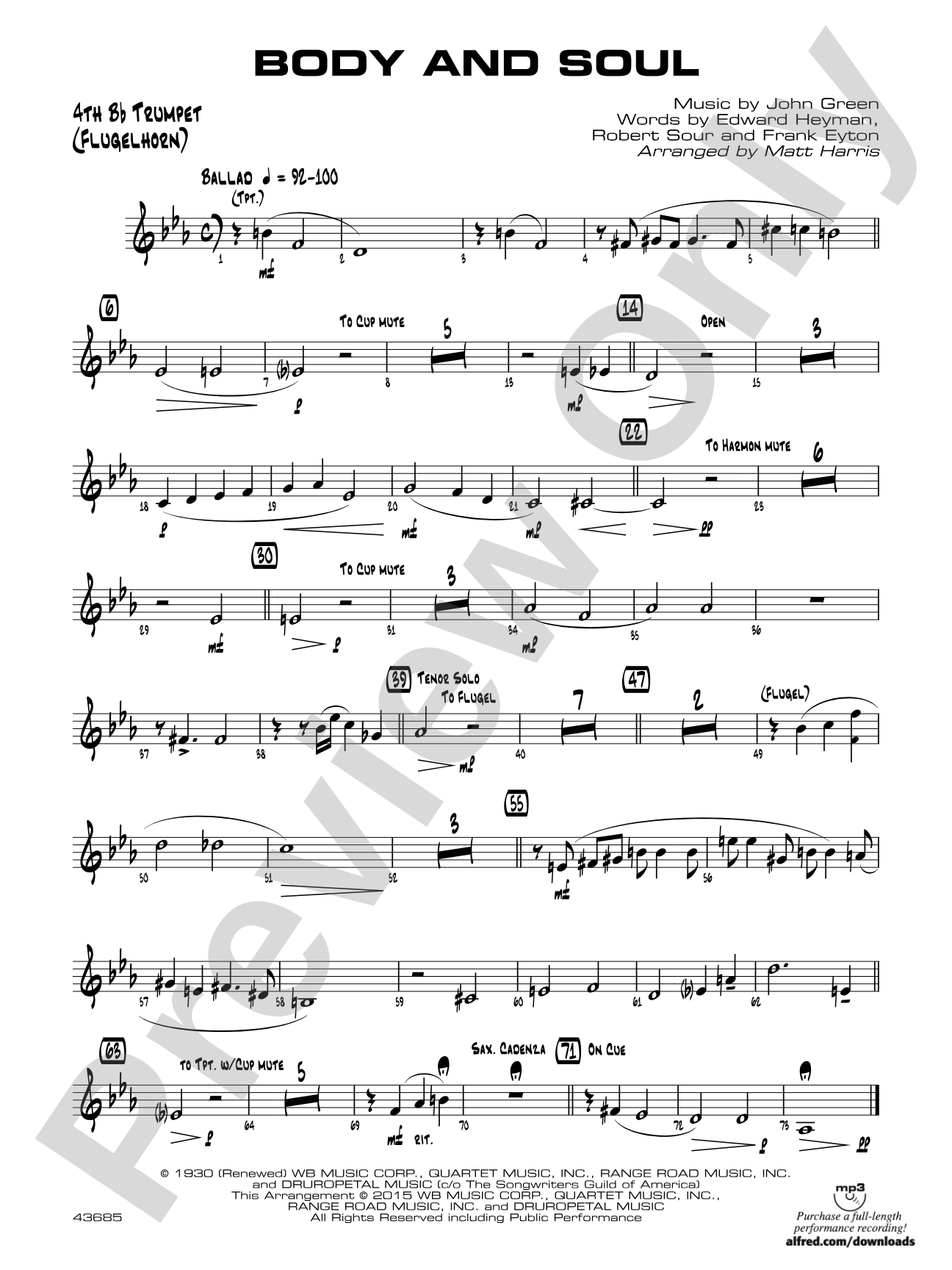 Body and Soul: 4th B-flat Trumpet